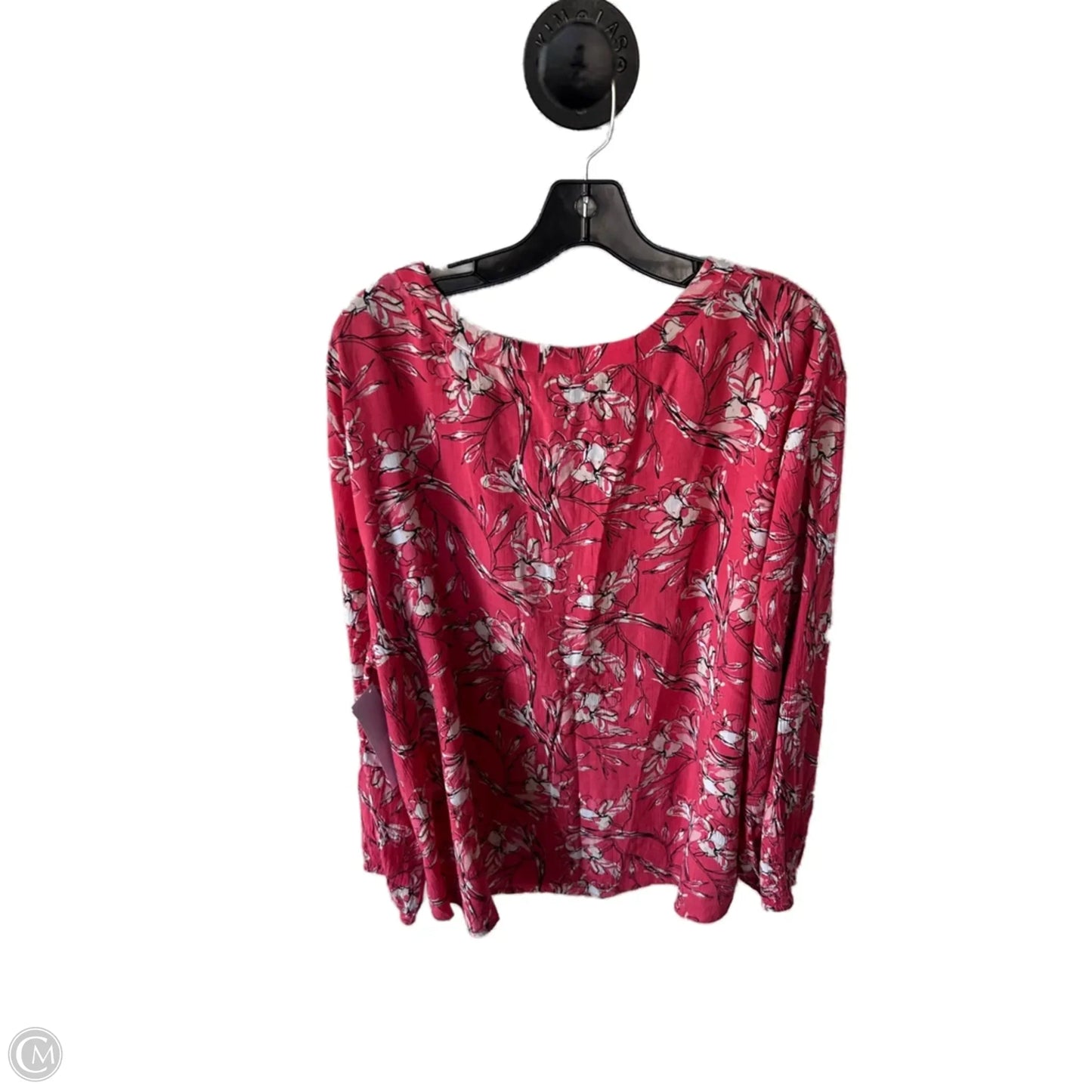 Top Long Sleeve By Chicos In Pink & White, Size: Xxl
