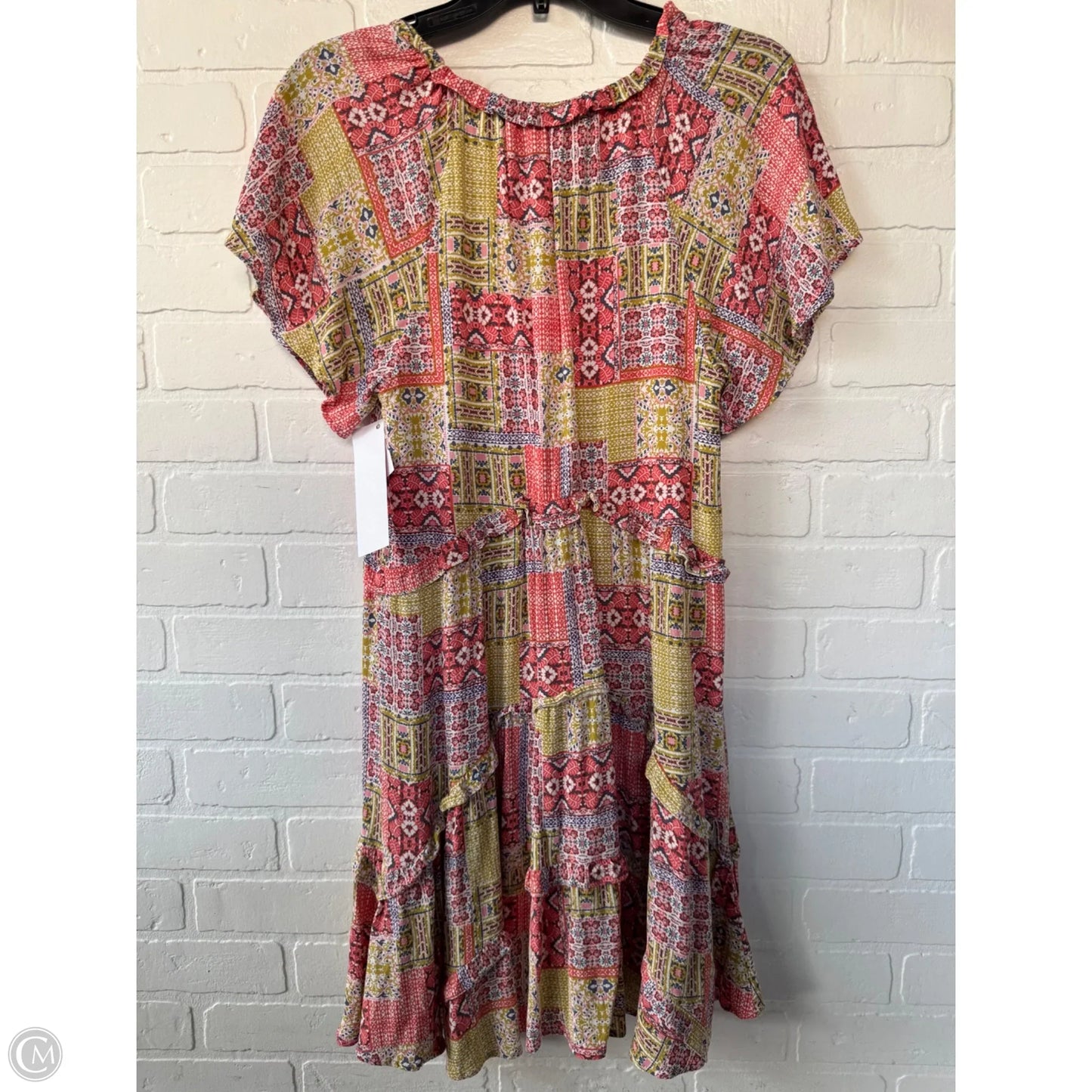 Dress Casual Short By Anthropologie In Green & Pink, Size: S