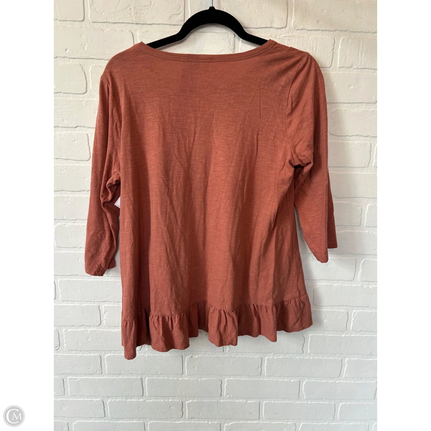 Top 3/4 Sleeve By Logo In Orange, Size: M