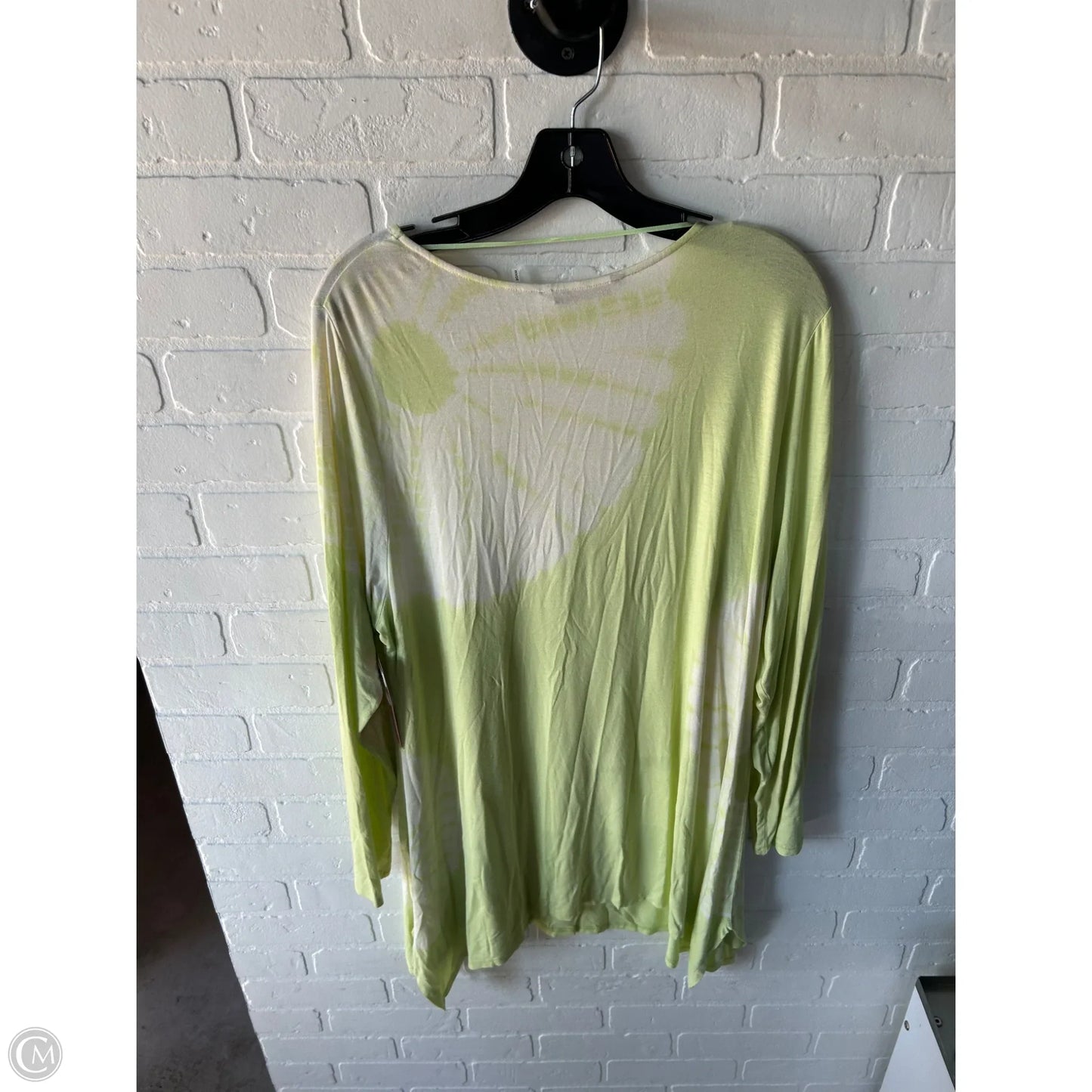 Top Long Sleeve By Soft Surroundings In Green & White, Size: 1x