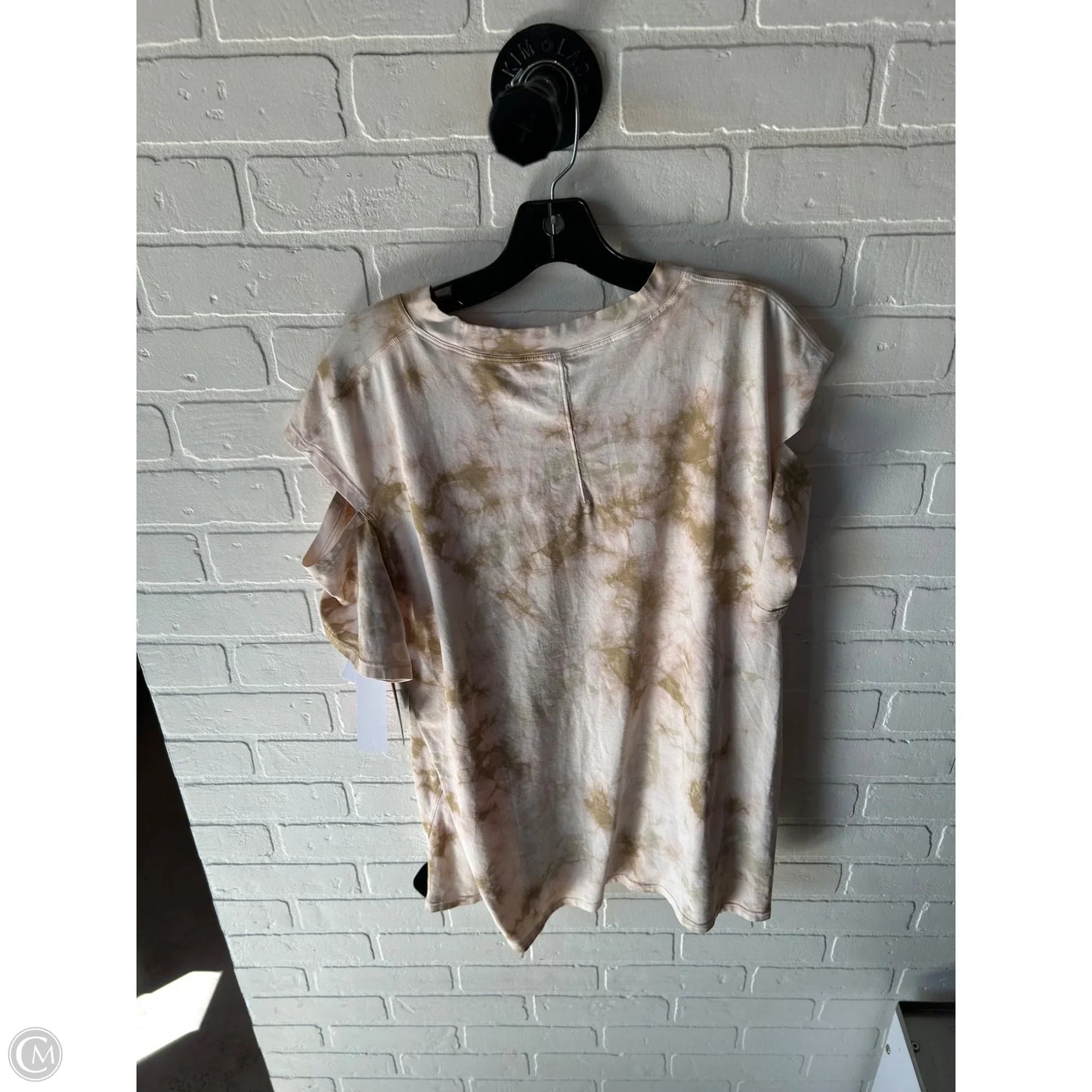 Athletic Top Short Sleeve By Lululemon In Pink & Tan, Size: M