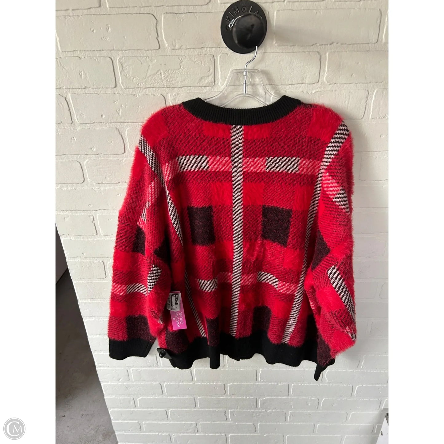 Sweater Cardigan By Torrid In Black & Red, Size: 3x