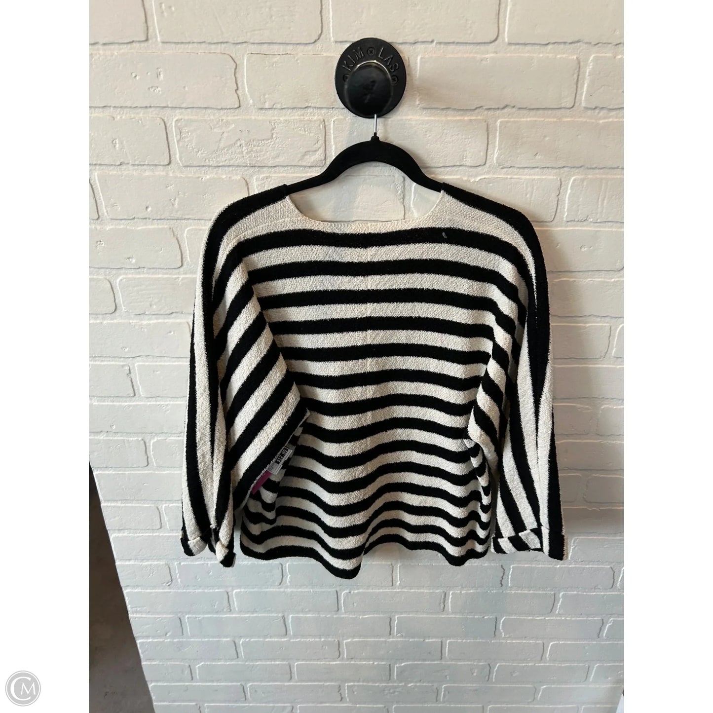 Top Long Sleeve By Zara In Black & Cream, Size: M