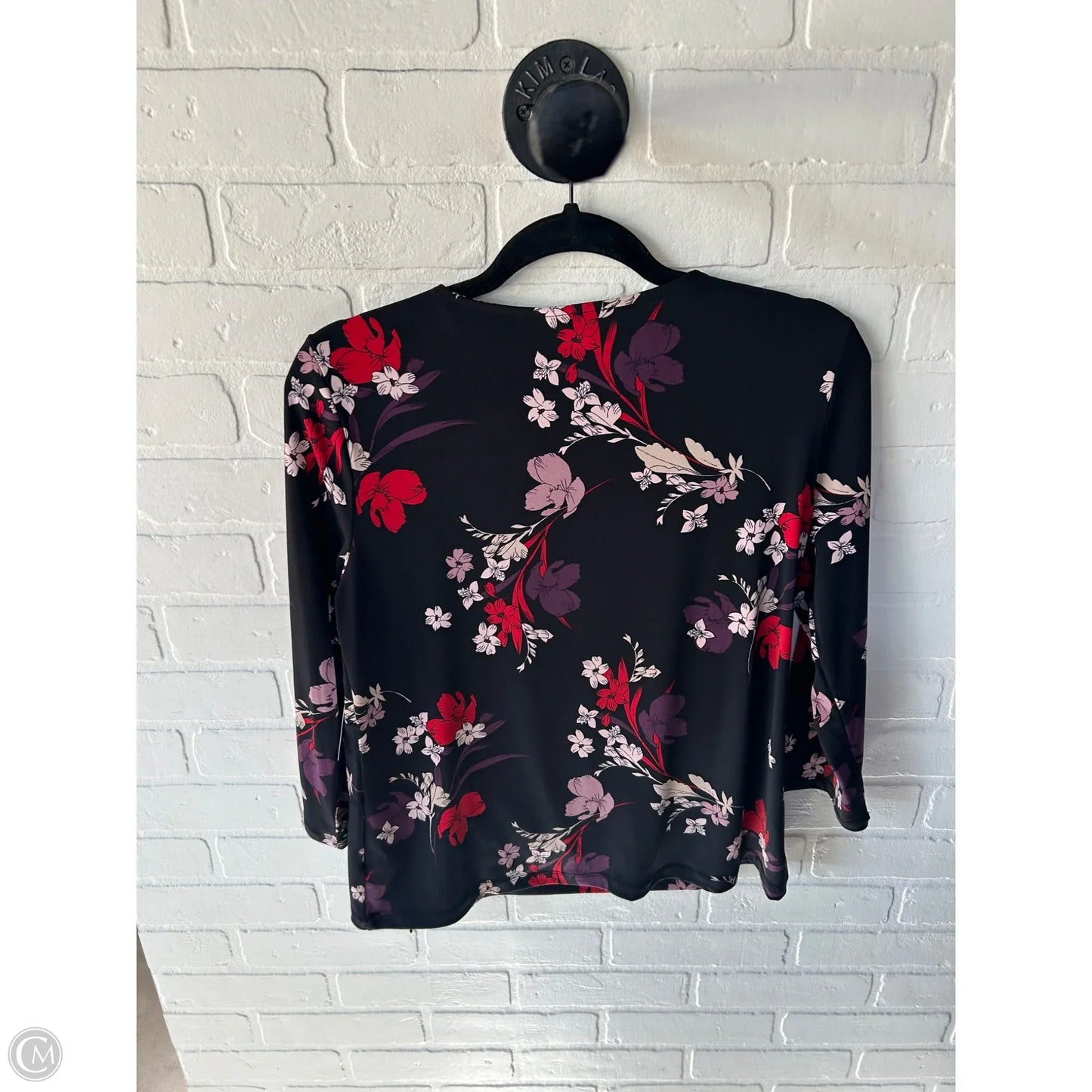 Top 3/4 Sleeve By Liz Claiborne In Black & Purple, Size: S