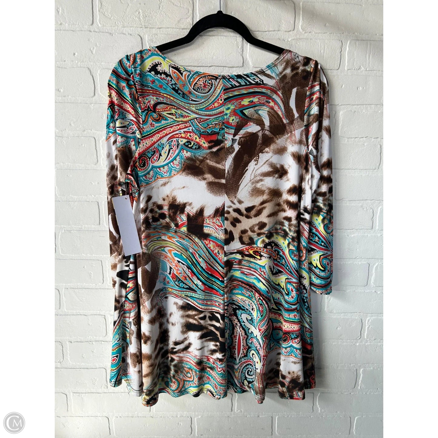 Top 3/4 Sleeve By Clothes Mentor In Blue & Brown, Size: S