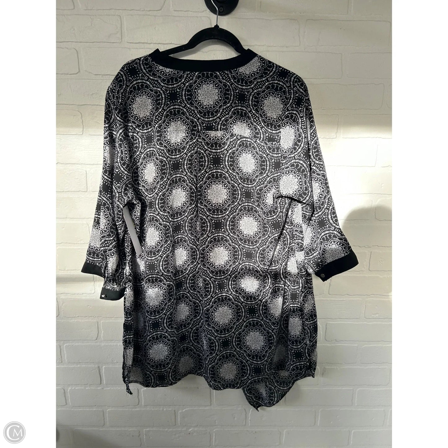 Top 3/4 Sleeve By Ny Collection In Black & Grey, Size: 1x