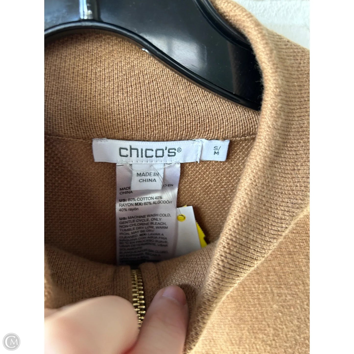 Poncho By Chicos In Black & Tan, Size: S