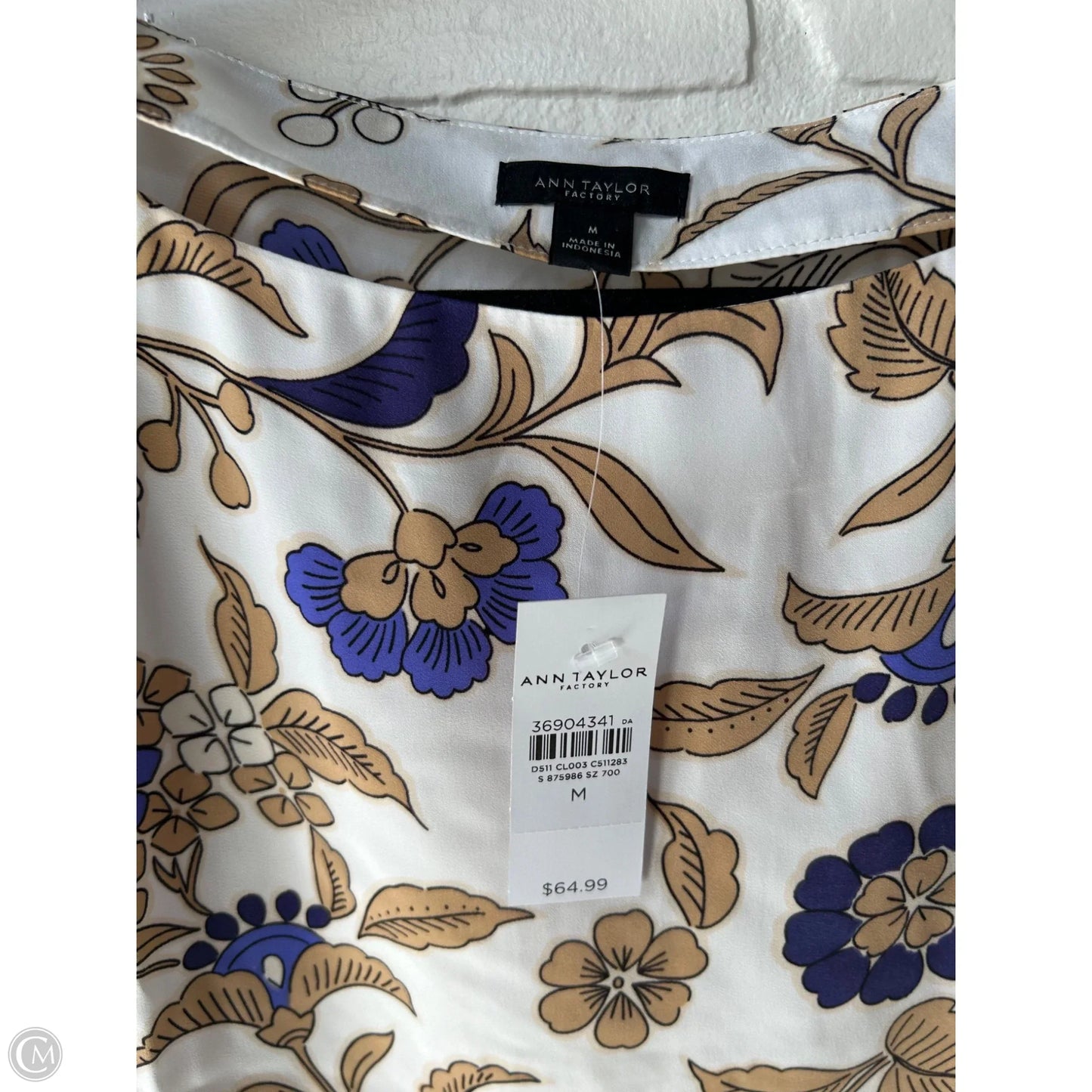 Top Short Sleeve By Ann Taylor In Purple & Tan, Size: M