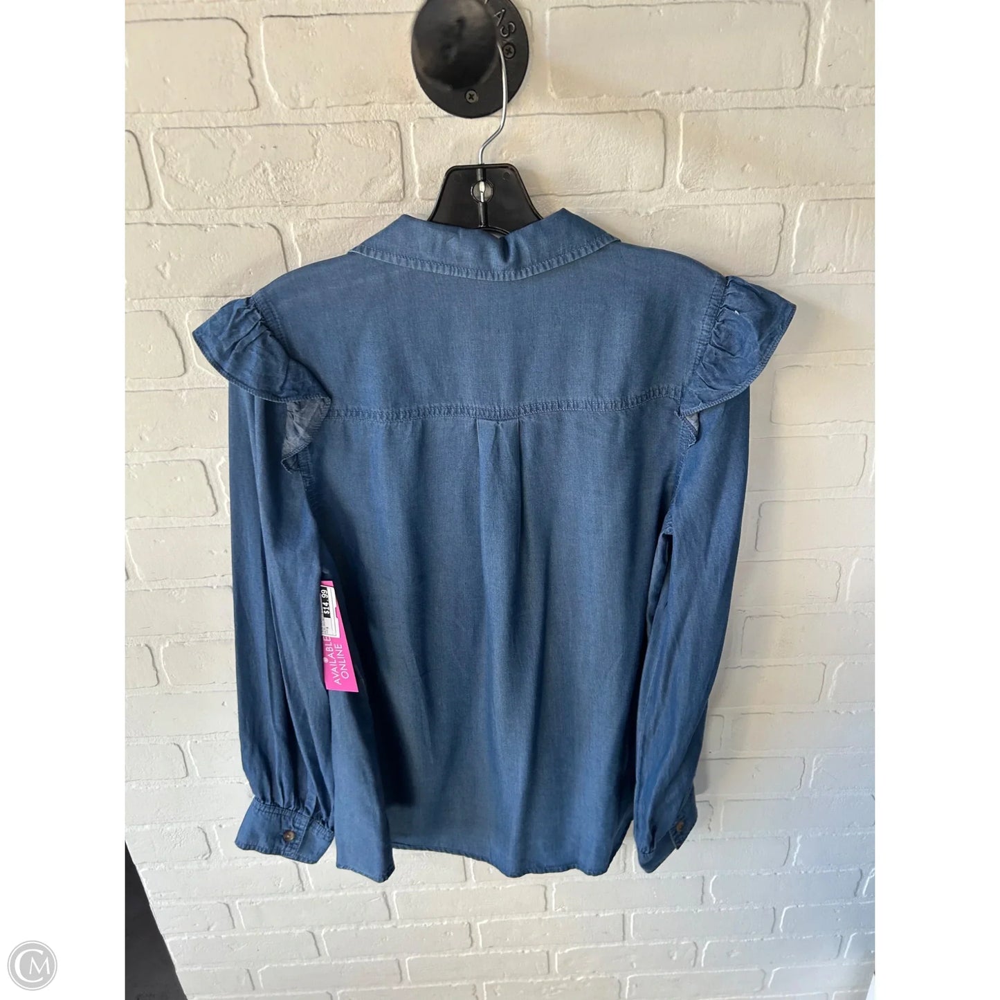 Top Long Sleeve By Cmc In Blue Denim, Size: M