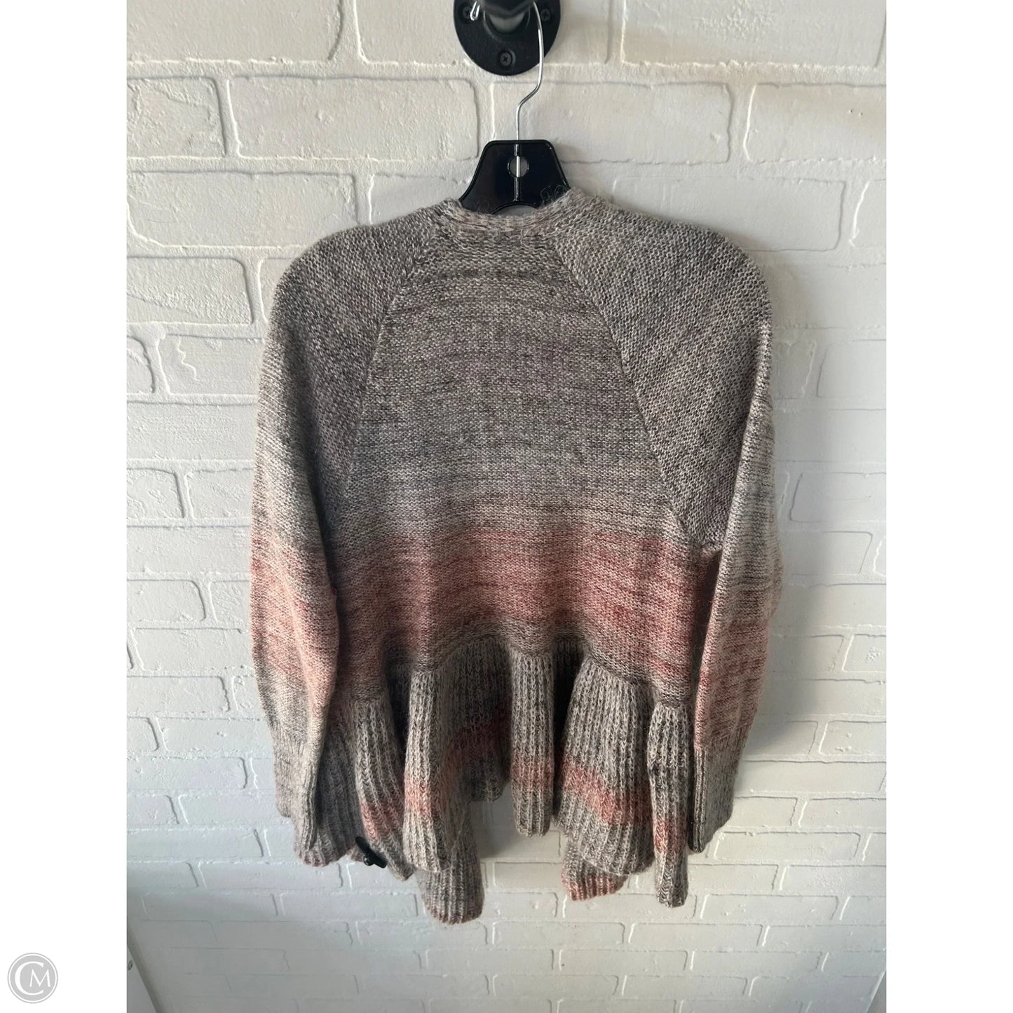 Sweater Cardigan By Knitted And Knotted In Grey & Orange, Size: M