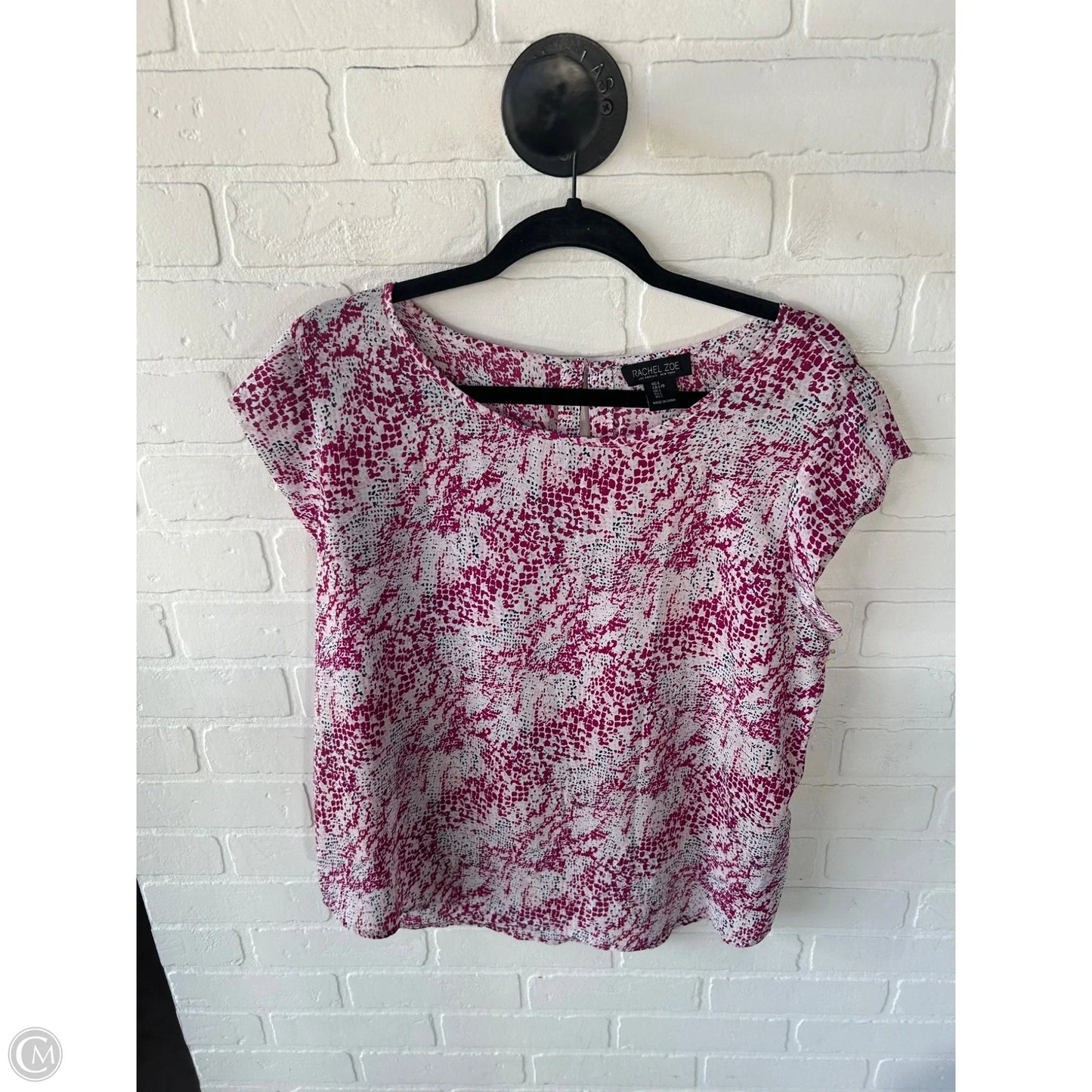 Top Short Sleeve By Rachel Zoe In Pink & White, Size: L