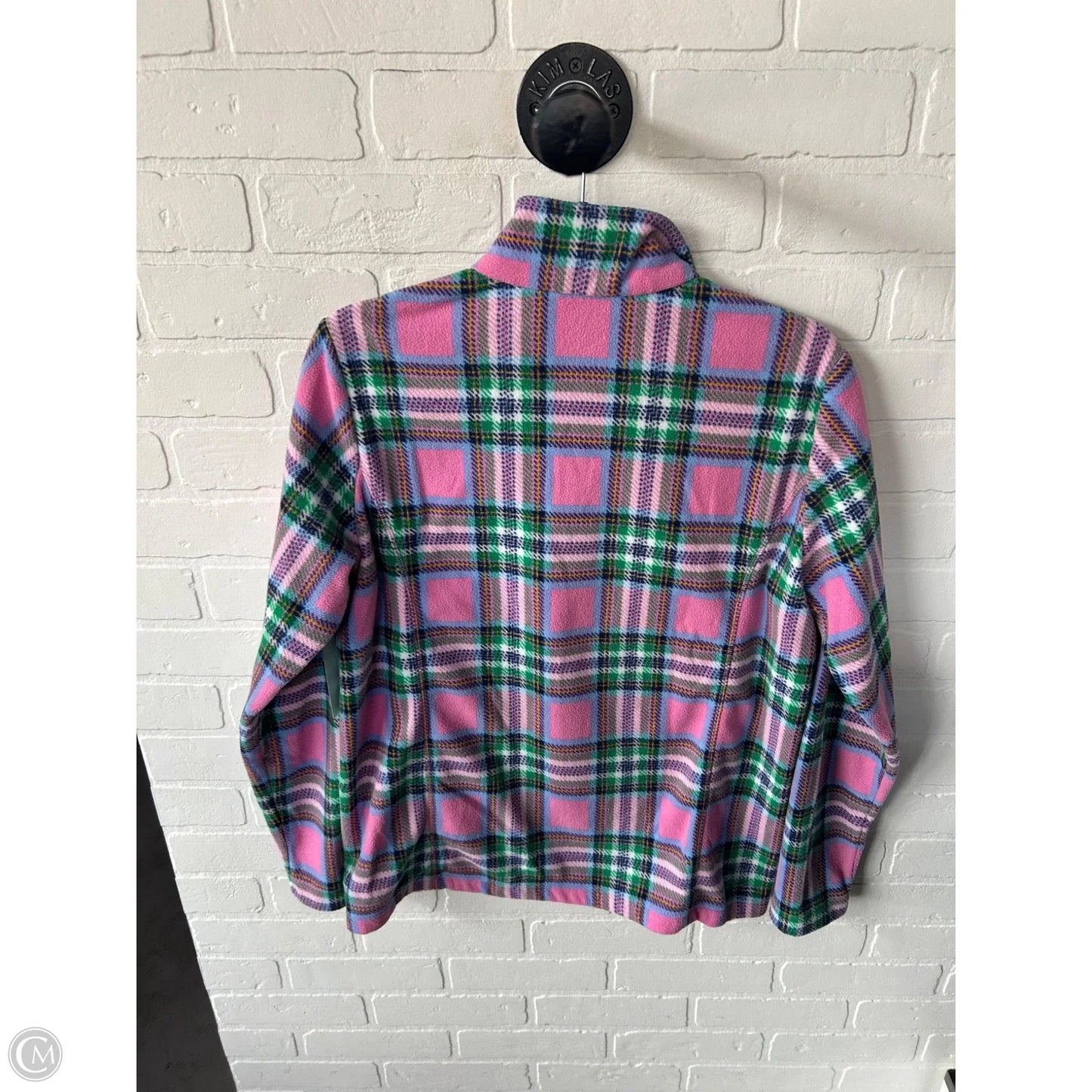 Jacket Fleece By Lands End In Green & Pink, Size: M