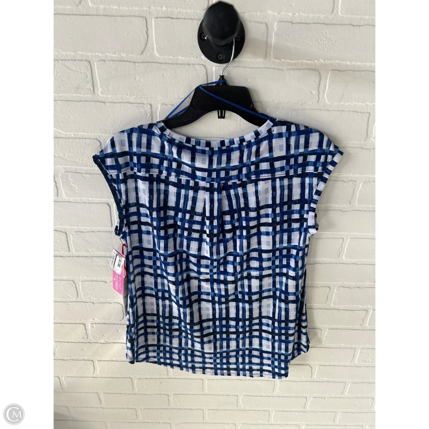 Top Short Sleeve By Elle In Blue & White, Size: S