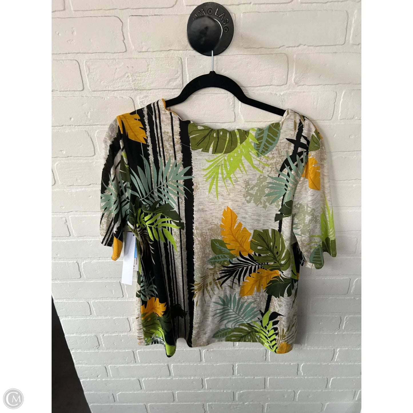 Top Short Sleeve By East 5th In Green & Tan, Size: L