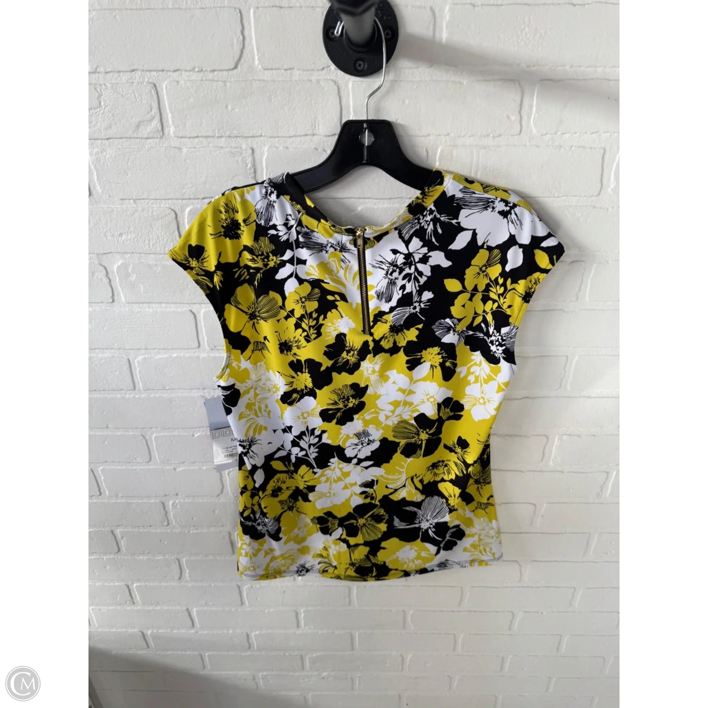 Top Short Sleeve By Liz Claiborne In Black & Yellow, Size: M