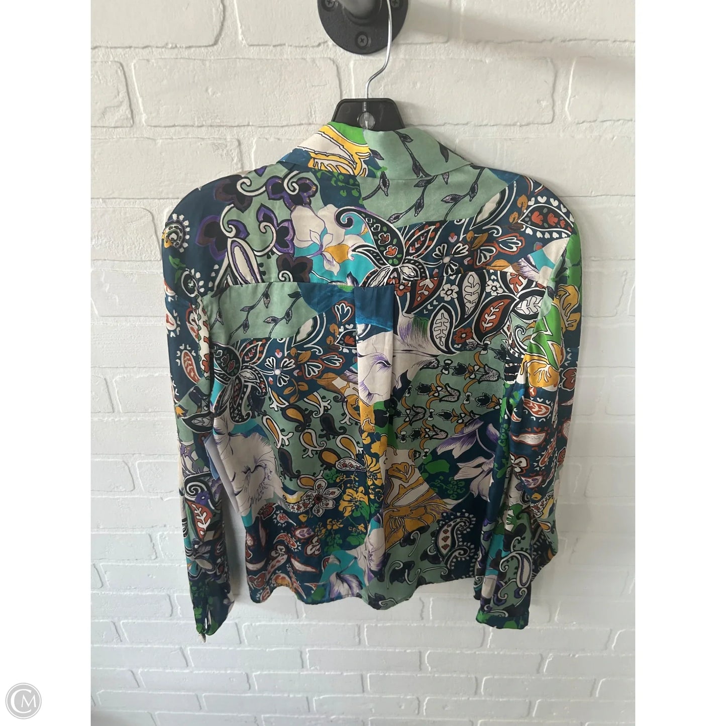 Top Long Sleeve By Zara In Green & Yellow, Size: Xs