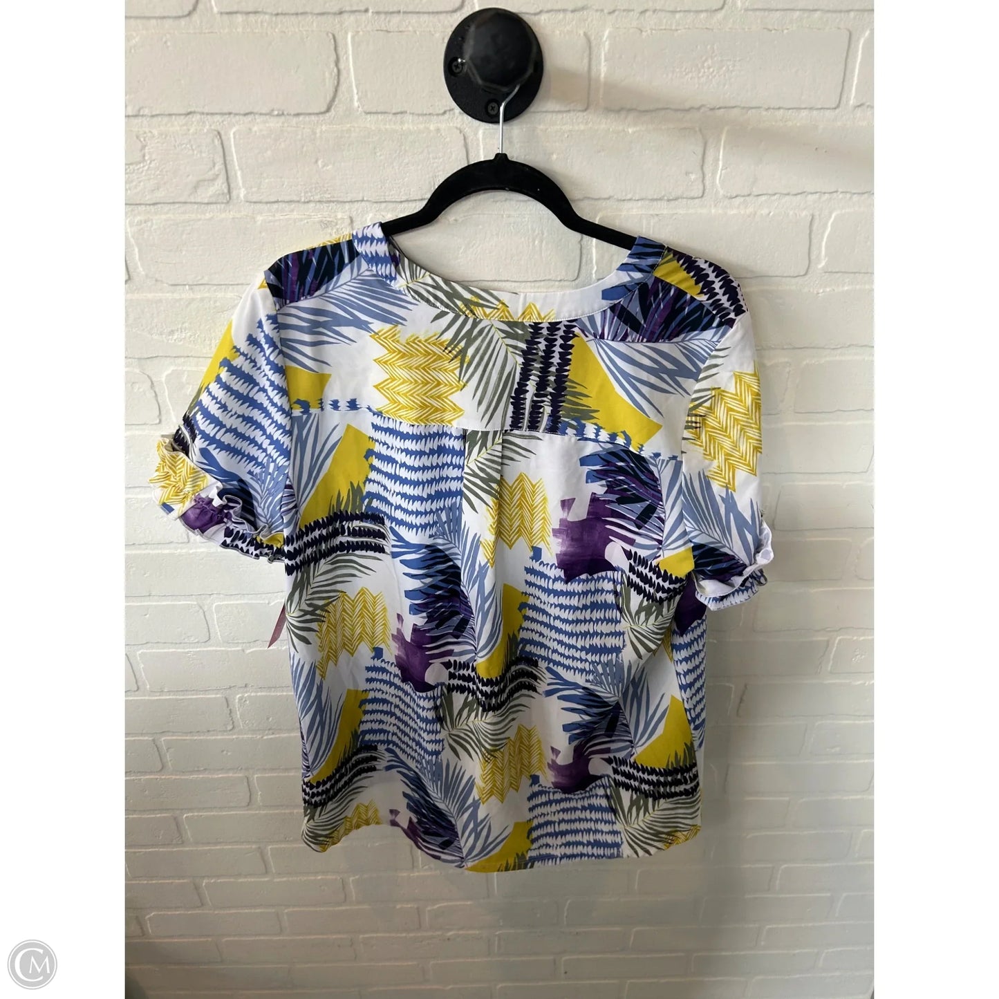 Top Short Sleeve By Chicos In Blue & Yellow, Size: L