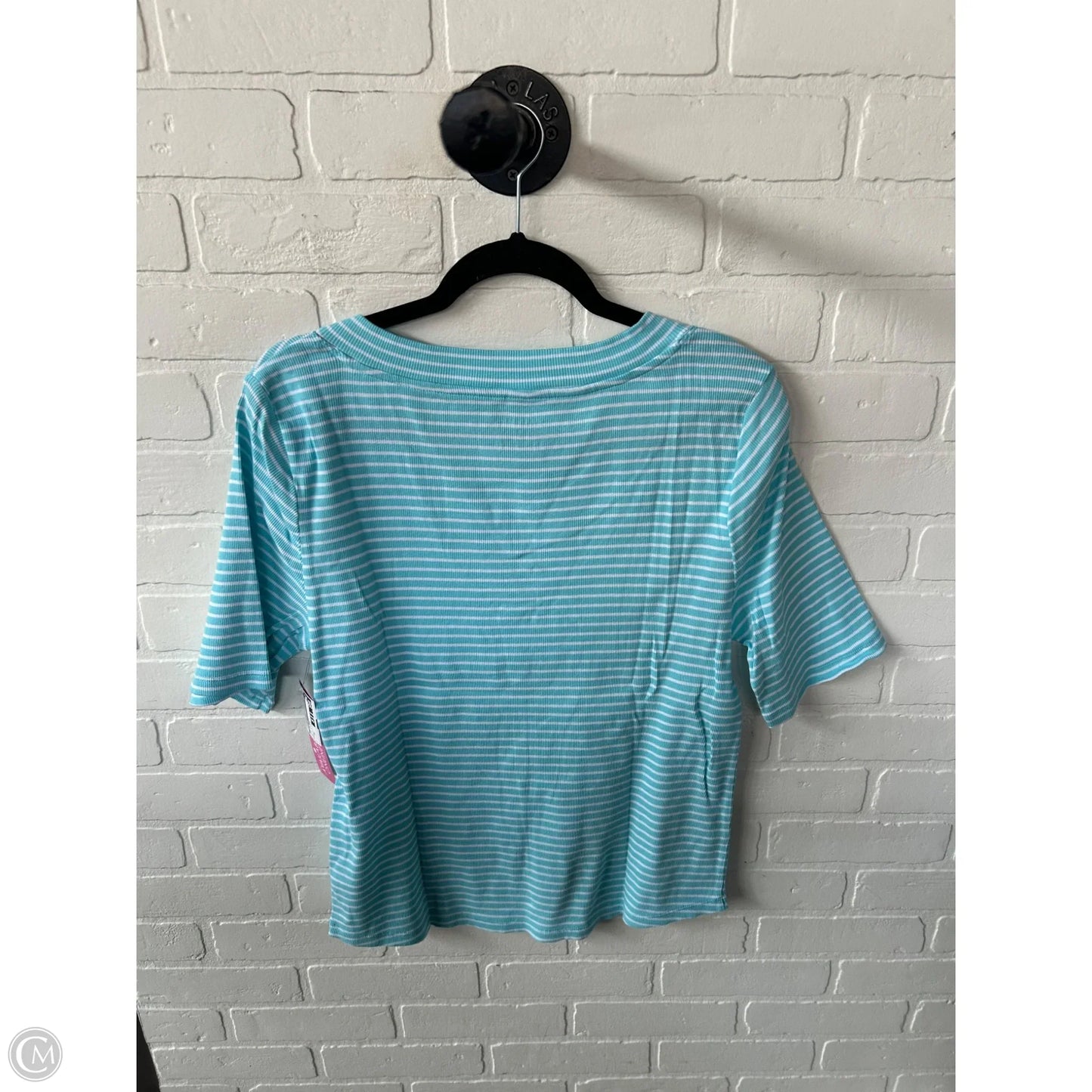 Top Short Sleeve Basic By Talbots In Blue & White, Size: Xl