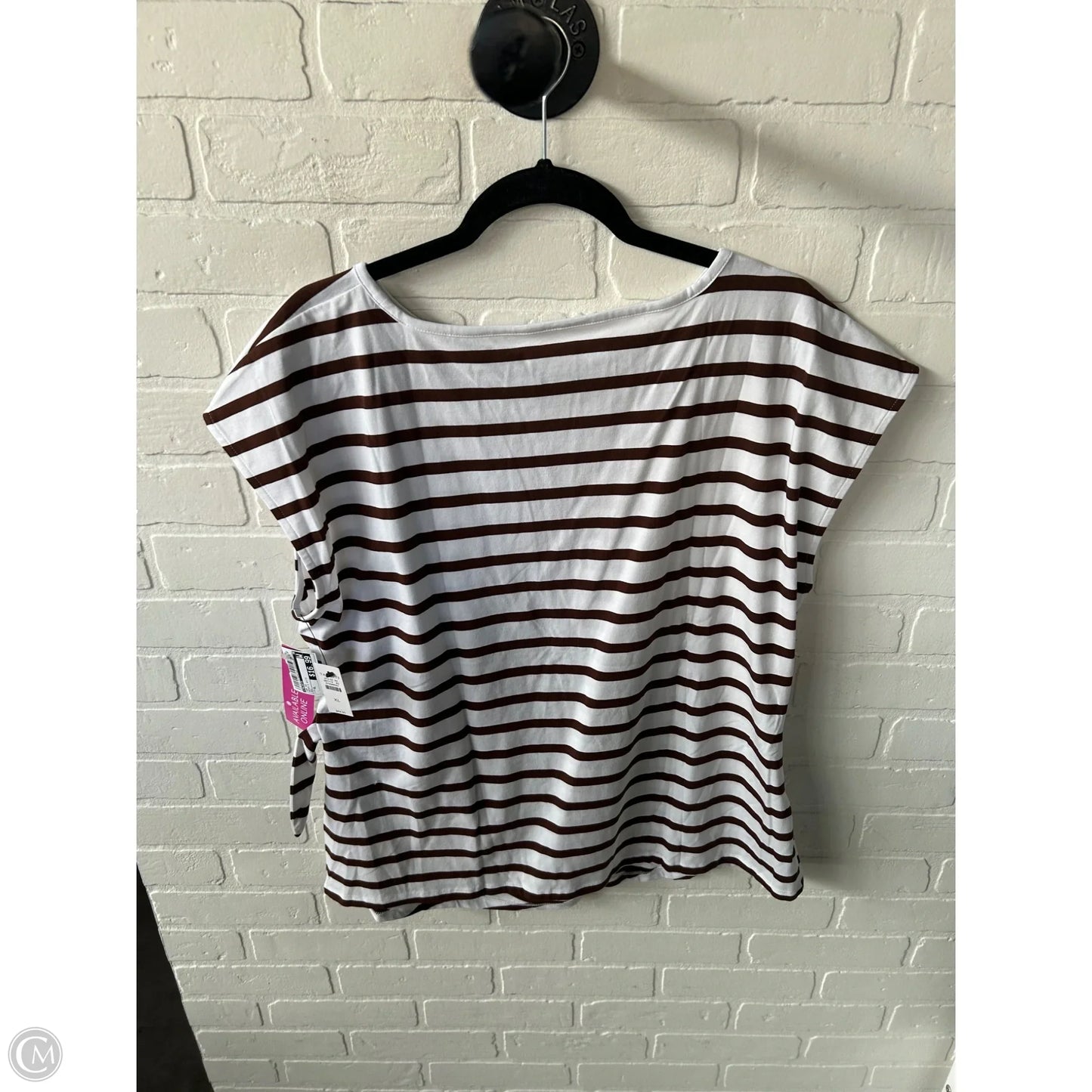 Top Short Sleeve By Talbots In Brown & White, Size: Xl