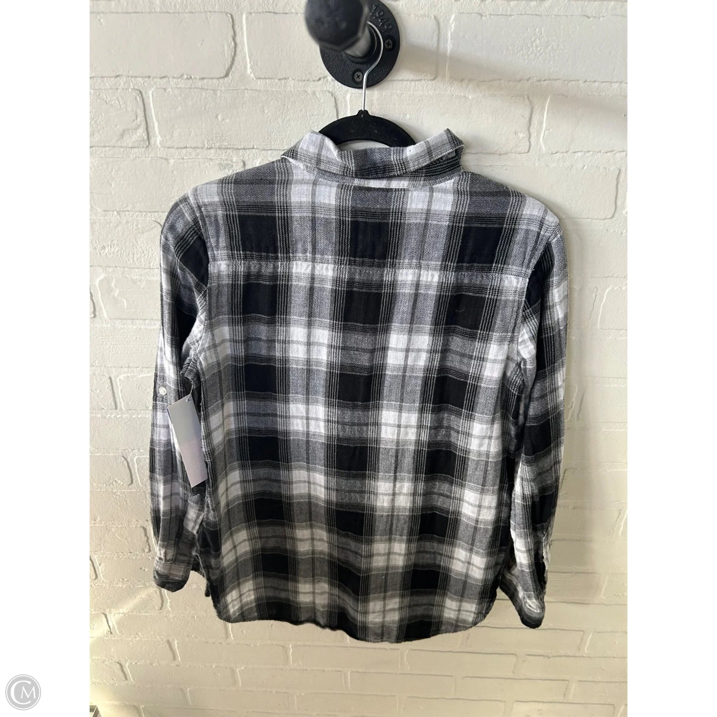 Top Long Sleeve By Calvin Klein In Black & White, Size: S