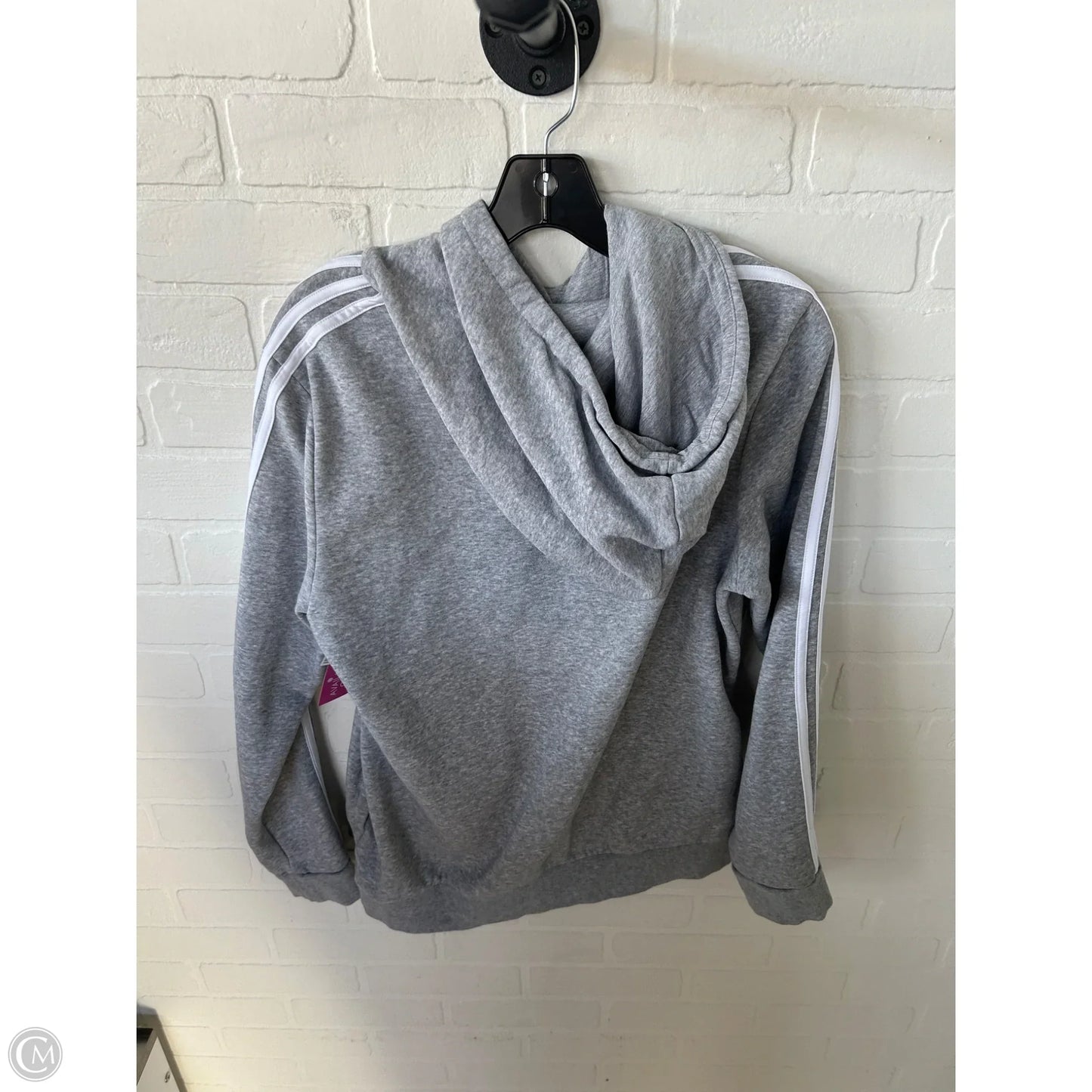 Sweatshirt Hoodie By Adidas In Grey & White, Size: L