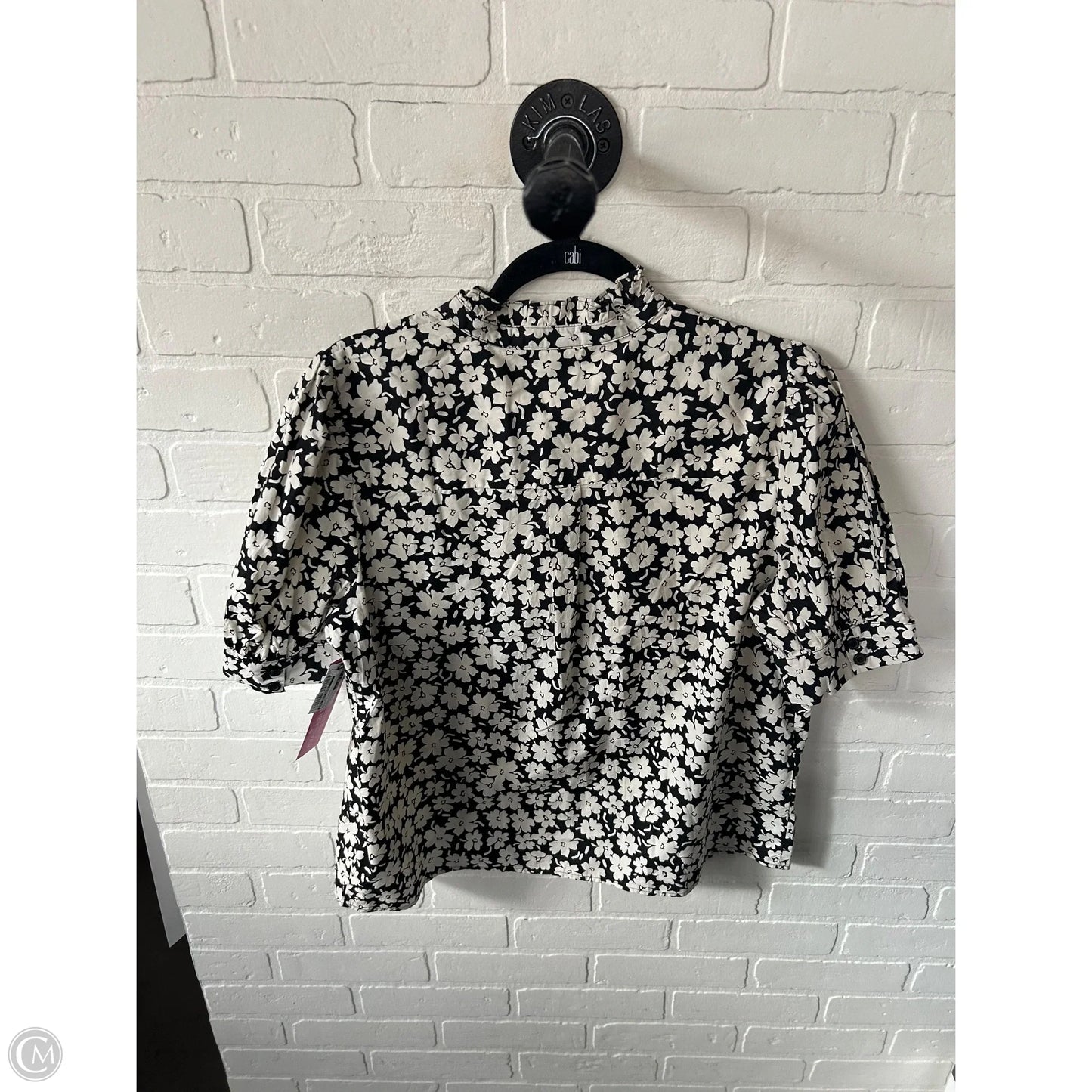 Top Short Sleeve By Who What Wear In Black & Cream, Size: L