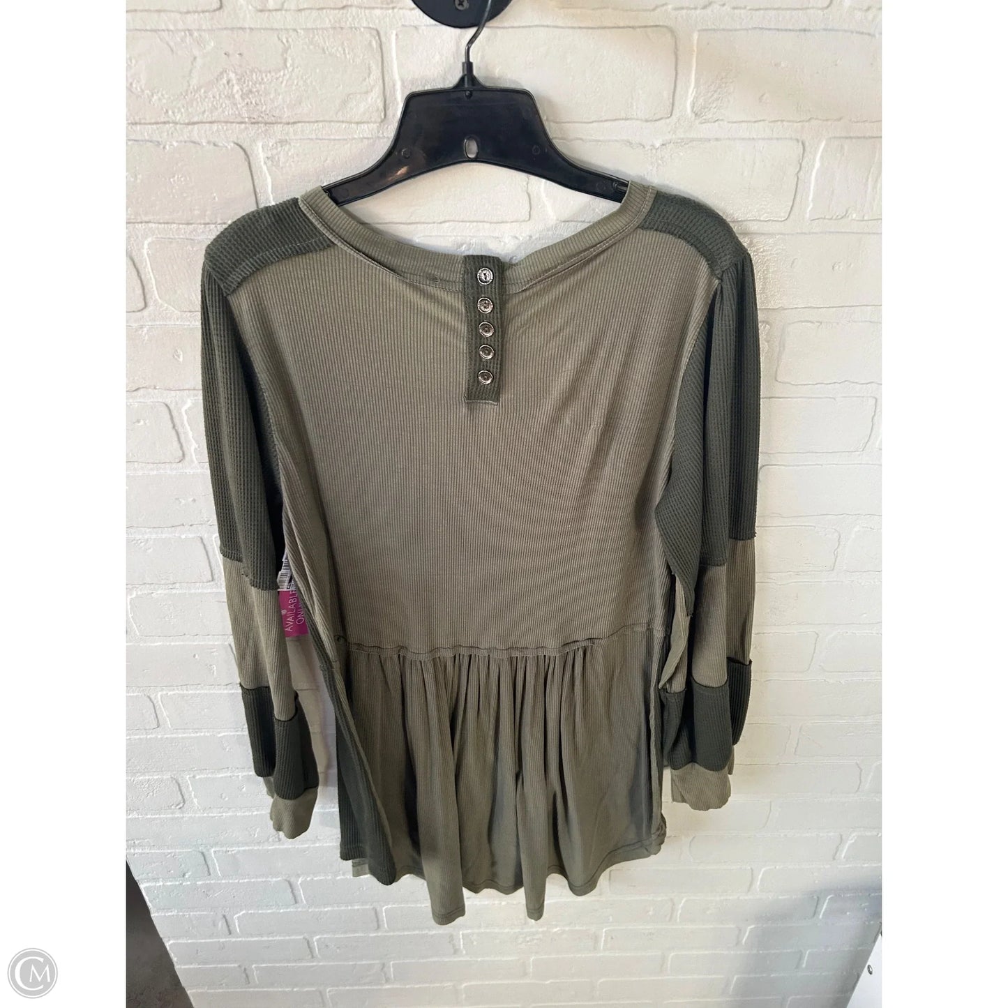 Top Long Sleeve By Pol In Green, Size: M