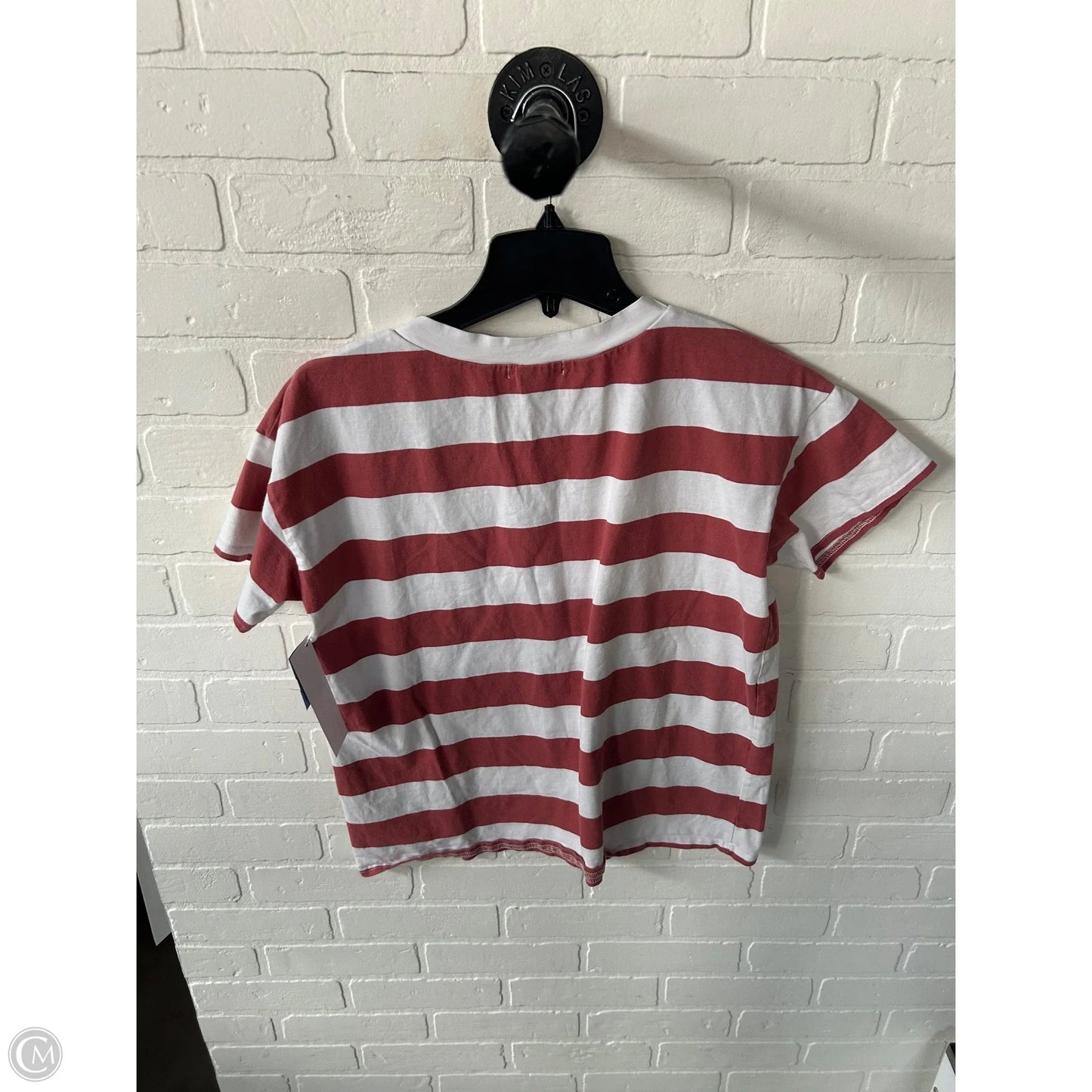 Top Short Sleeve Basic By Polagram In Pink & White, Size: M