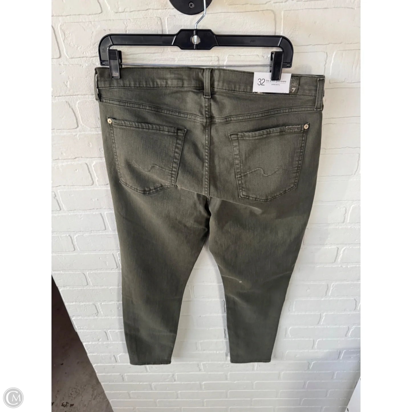 Jeans Skinny By 7 For All Mankind In Green Denim, Size: 14