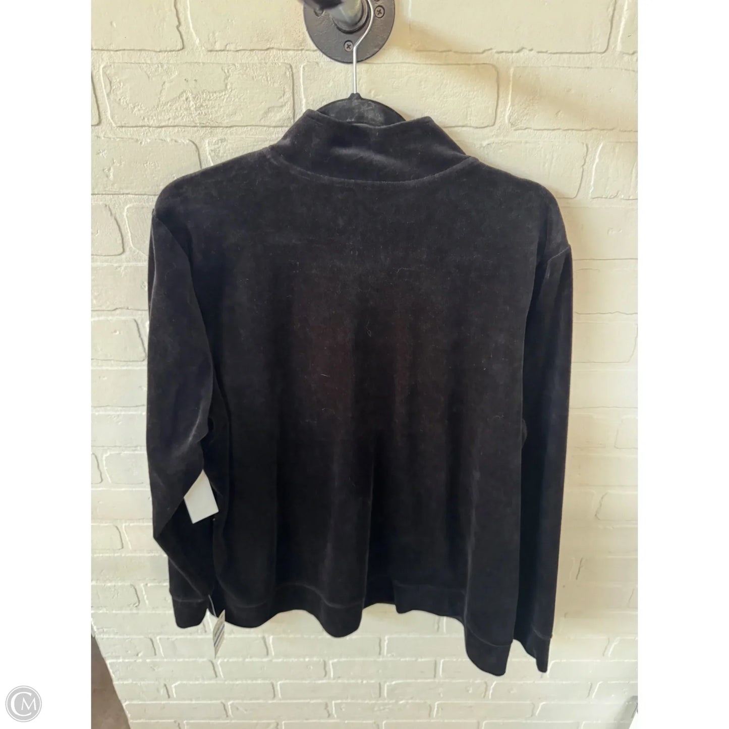 Sweatshirt Collar By Karen Scott In Black & Gold, Size: Xl