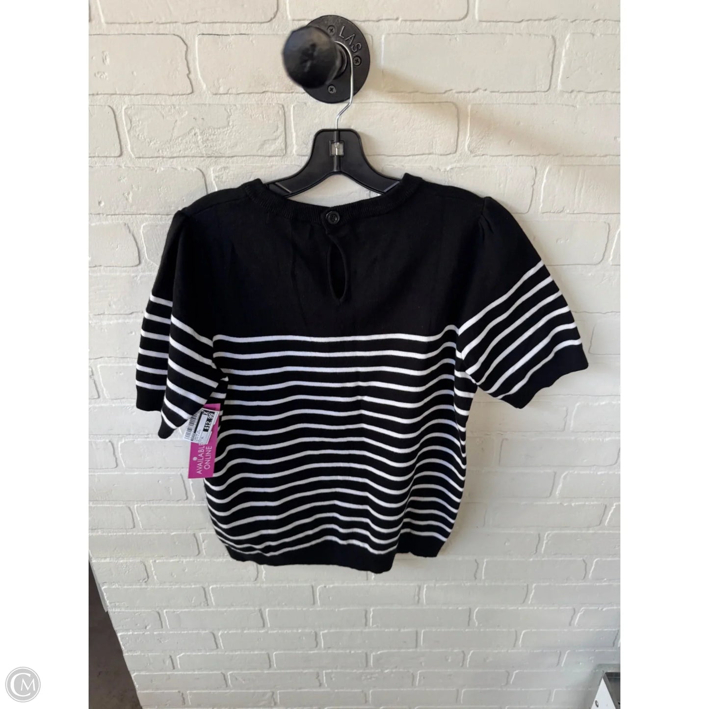 Sweater Short Sleeve By Zesica In Black & White, Size: Xl