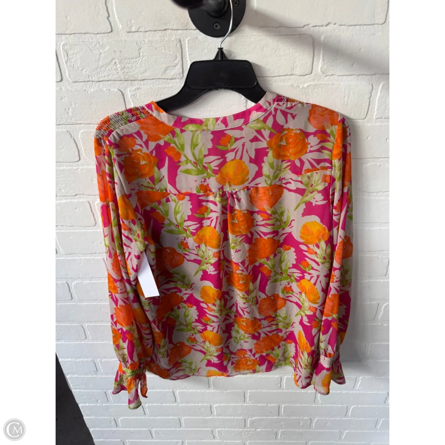 Top Long Sleeve By Calvin Klein In Pink & Tan, Size: M