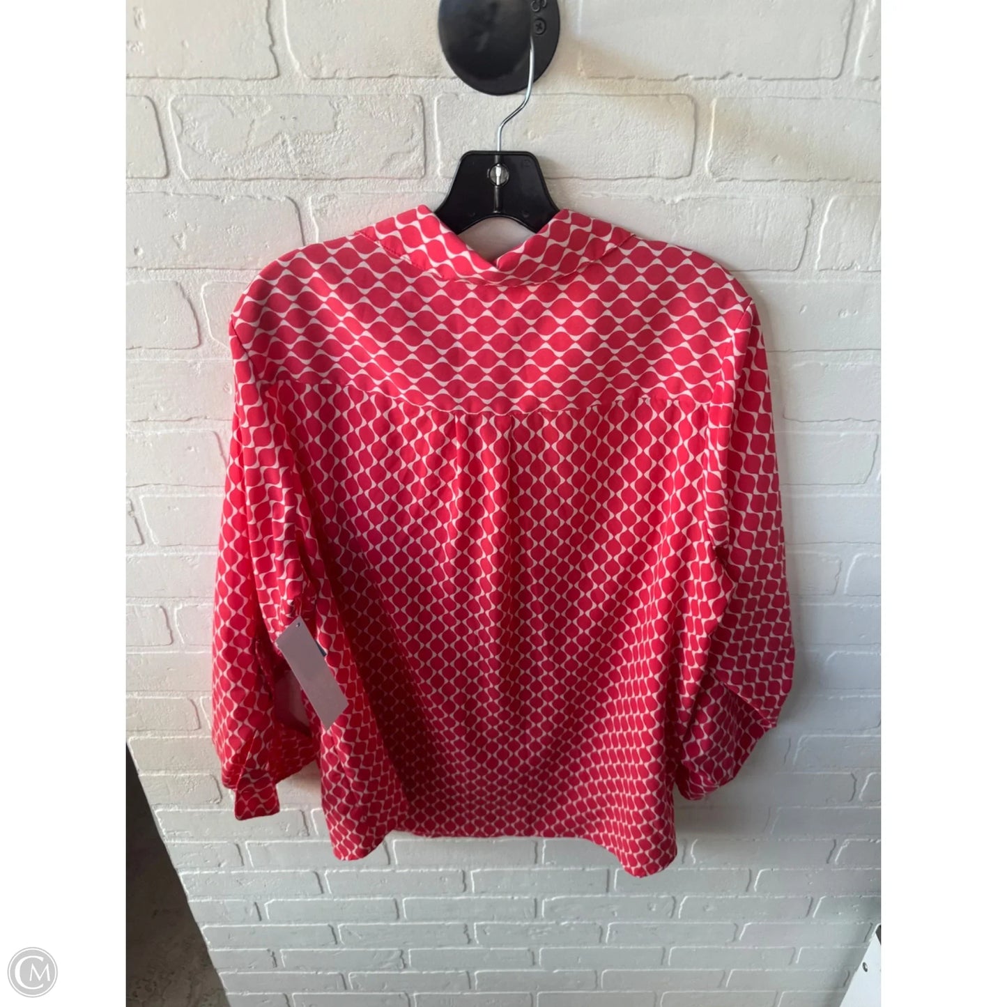 Top Long Sleeve By Charter Club In Pink & White, Size: 1x