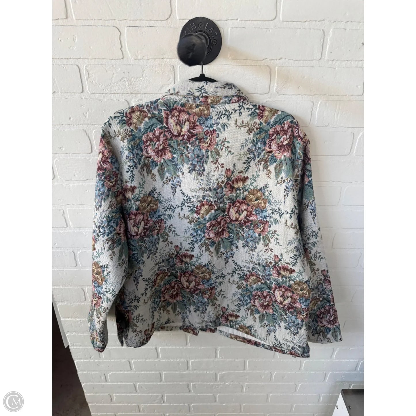 Jacket Shirt By Lemon Grass In Green & Pink, Size: Xl