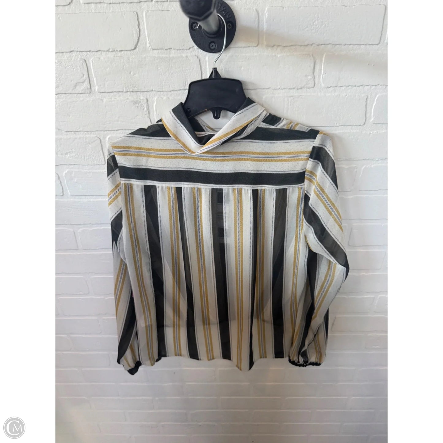 Top Long Sleeve By Cabi In Green & Tan, Size: M