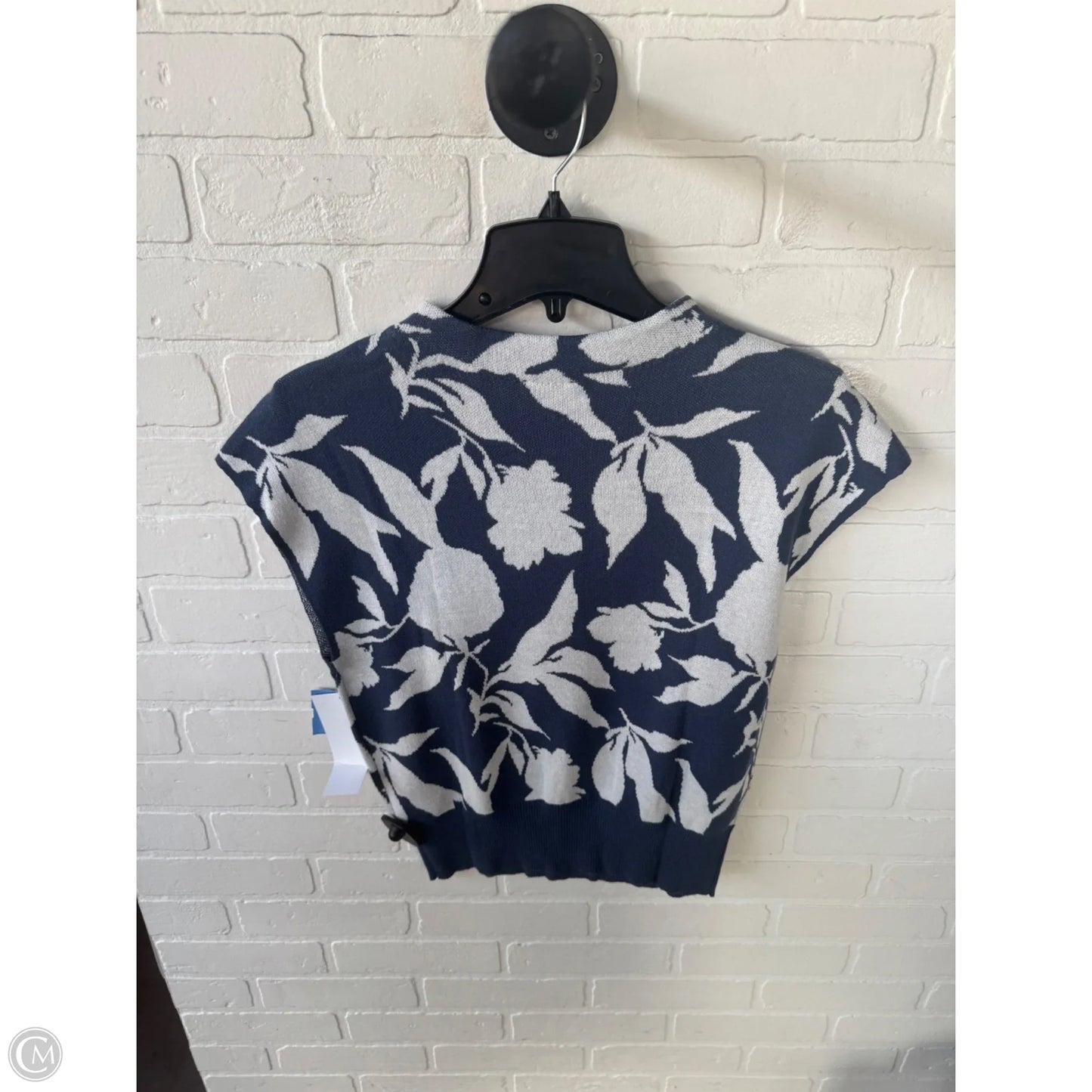 Sweater Short Sleeve By Ann Taylor In Blue & White, Size: M