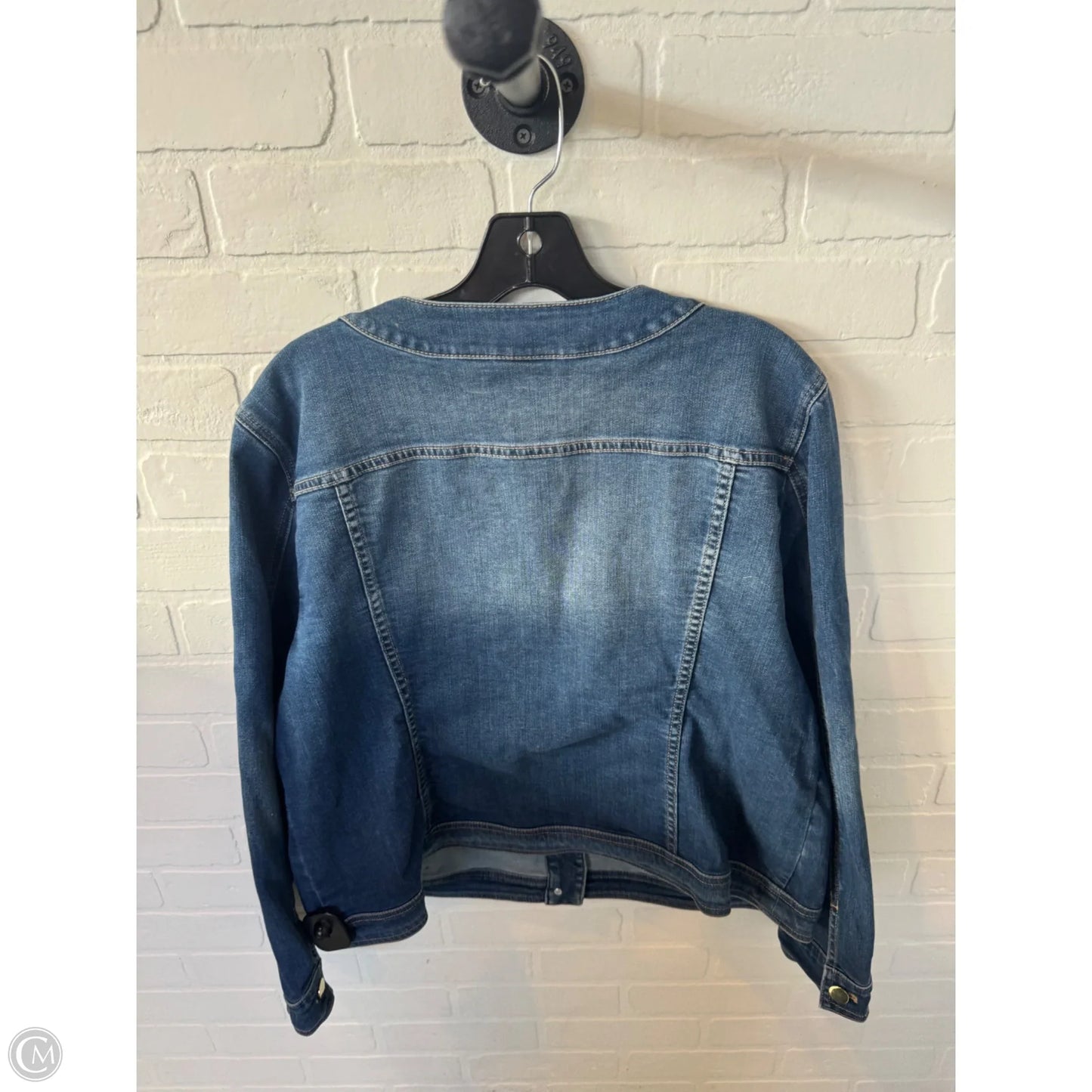 Jacket Denim By Chicos In Blue Denim, Size: Xl