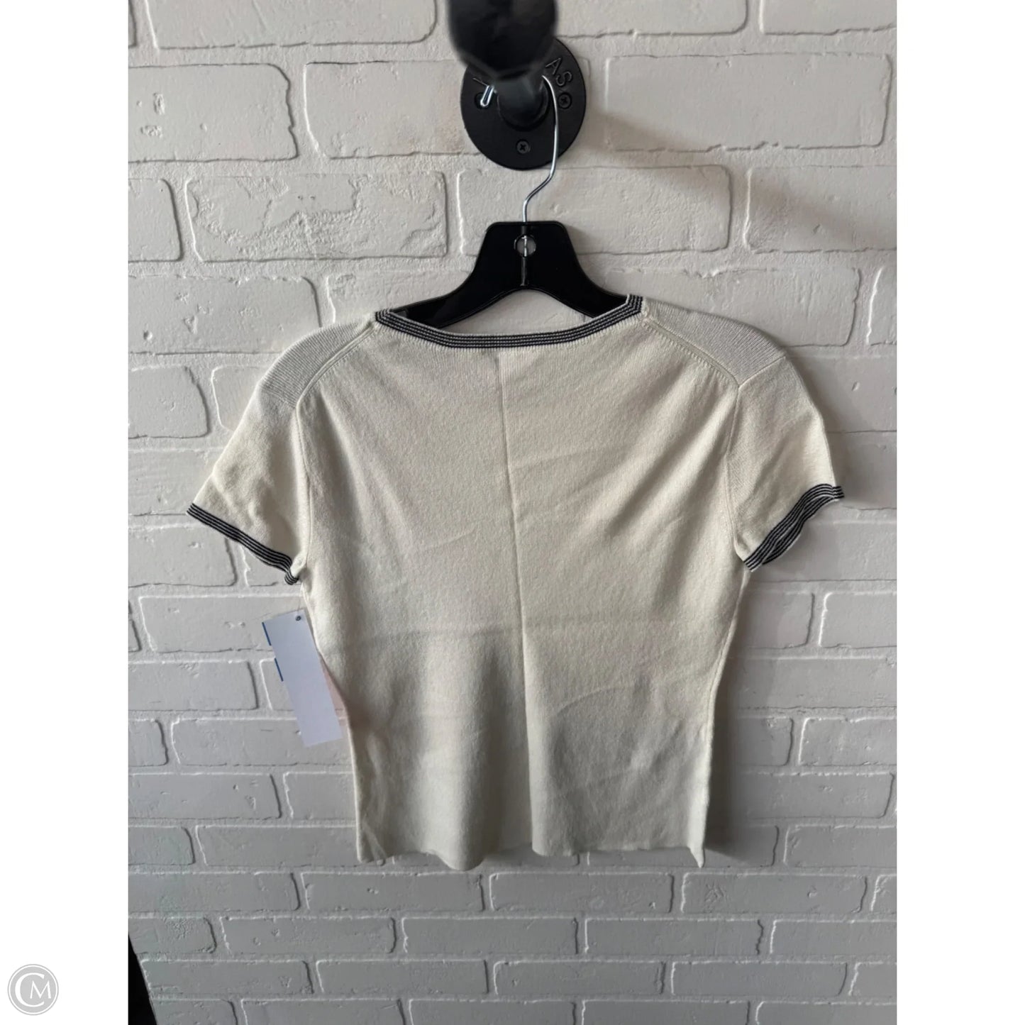 Sweater Short Sleeve By Ann Taylor In Cream & Grey, Size: S