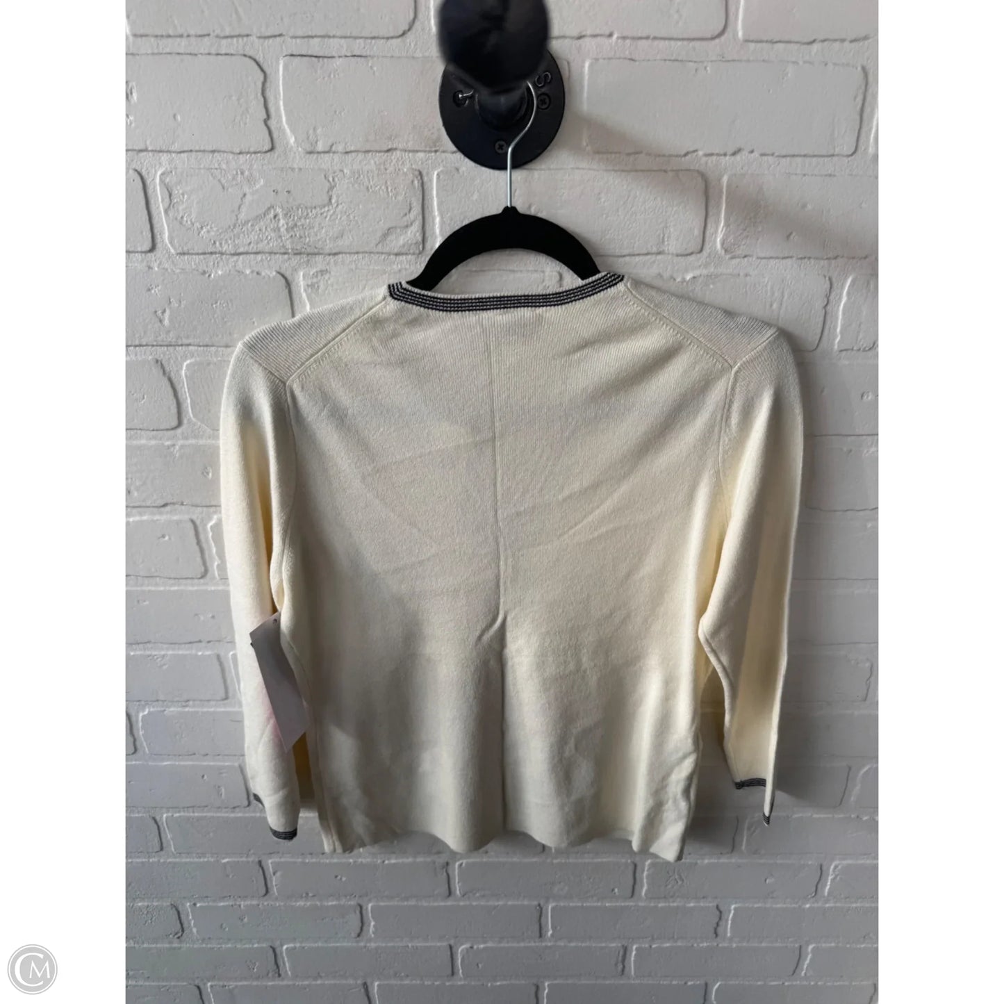 Sweater Cardigan By Ann Taylor In Cream & Grey, Size: S