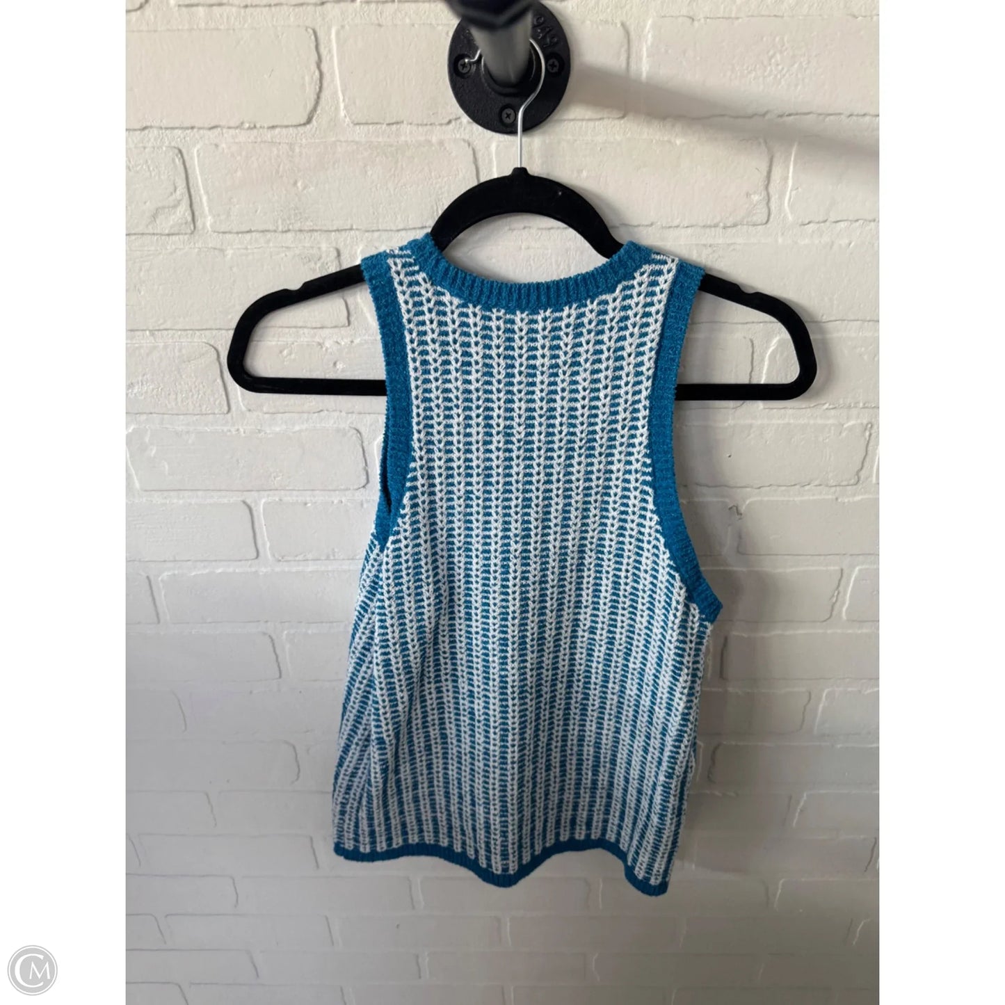 Vest Sweater By Ann Taylor In Blue & White, Size: M