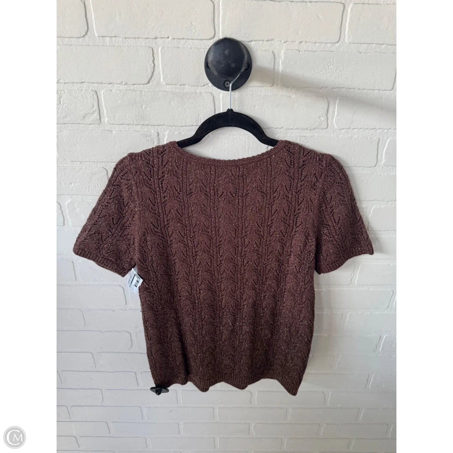 Sweater Short Sleeve By Chicos In Brown & Gold, Size: M