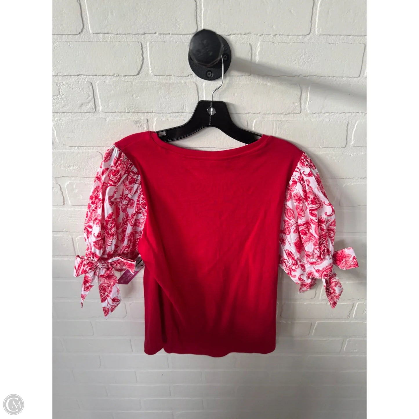 Top Short Sleeve By Tommy Hilfiger In Red & White, Size: M