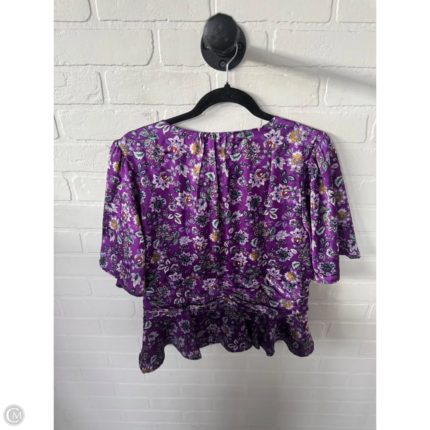 Top Short Sleeve By Loft In Purple & Yellow, Size: M
