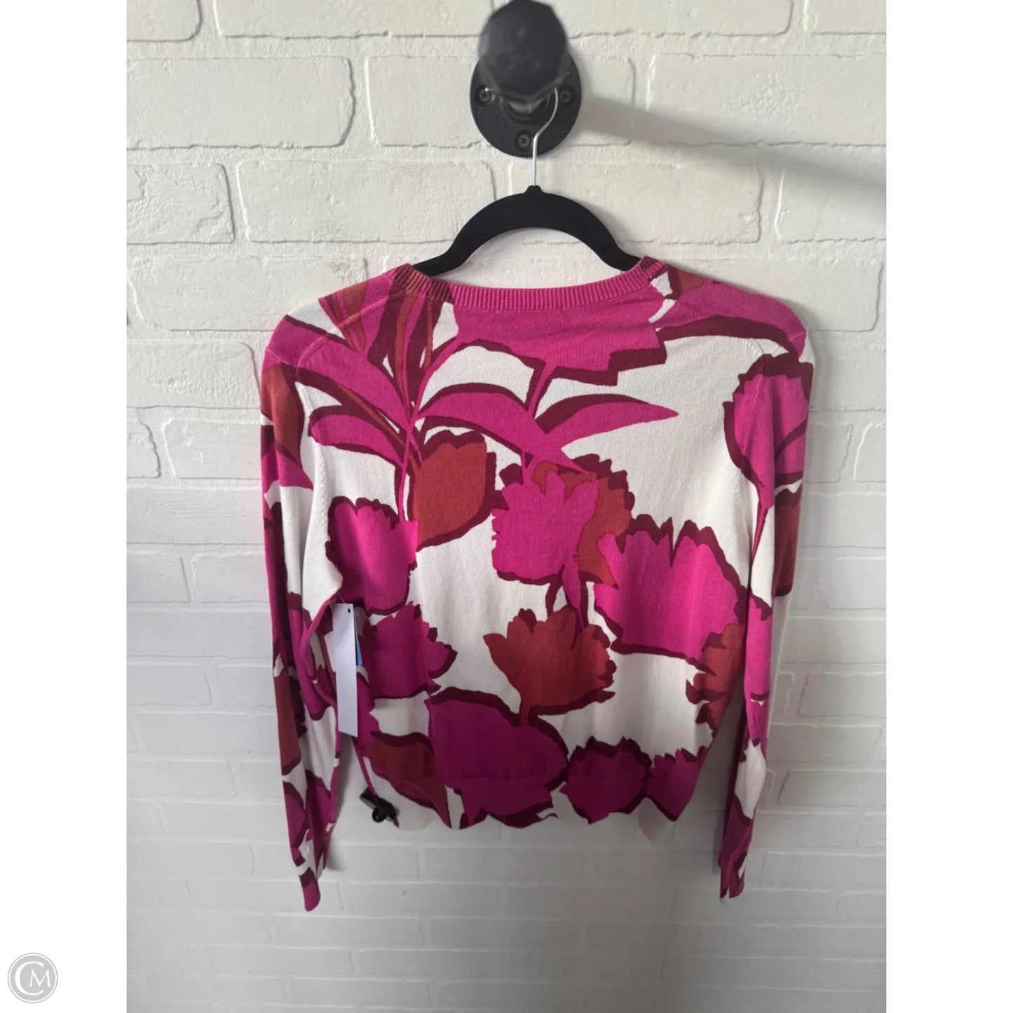 Sweater Cardigan By Ann Taylor In Pink & Red, Size: M