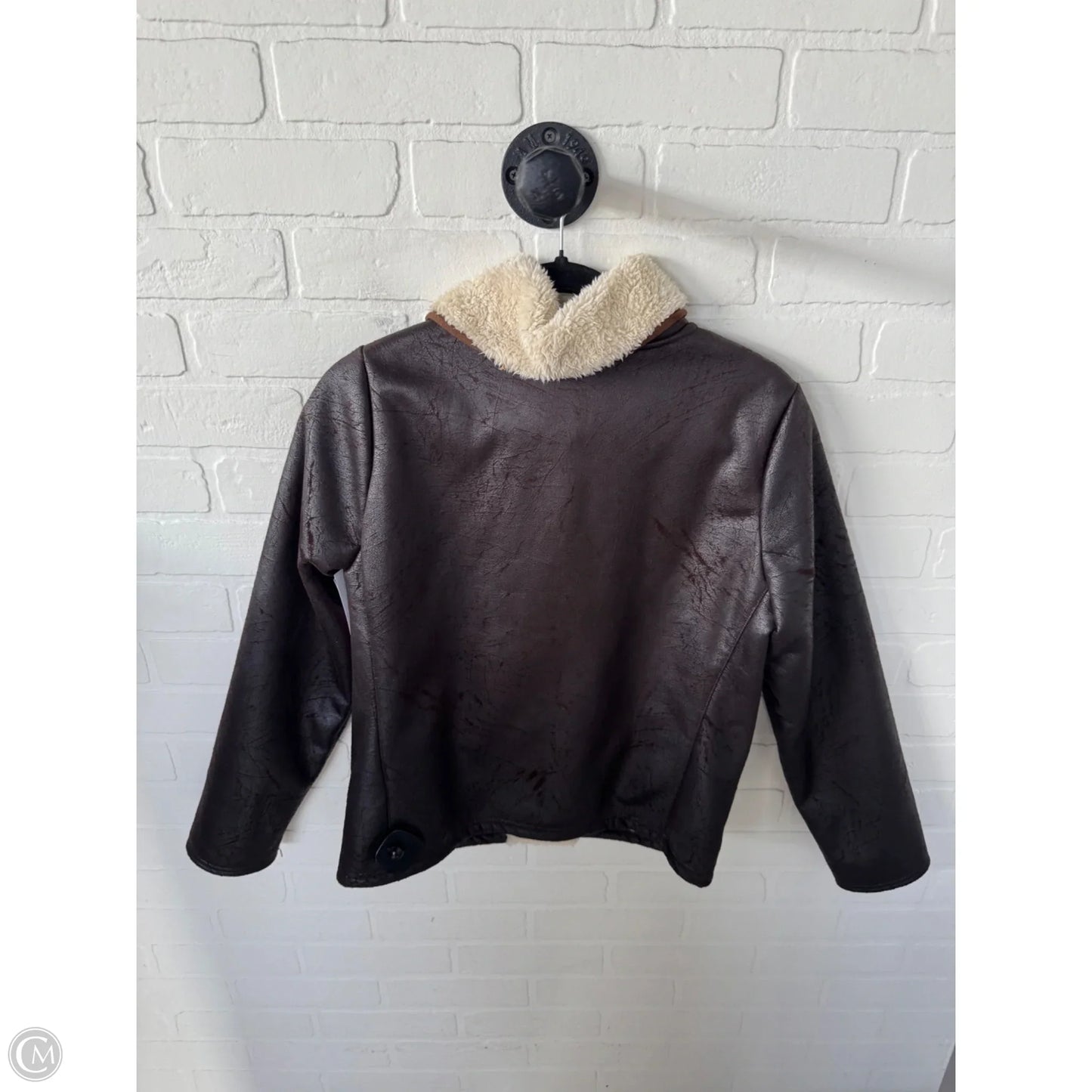 Jacket Faux Fur & Sherpa By Lauren By Ralph Lauren In Brown & Cream, Size: M