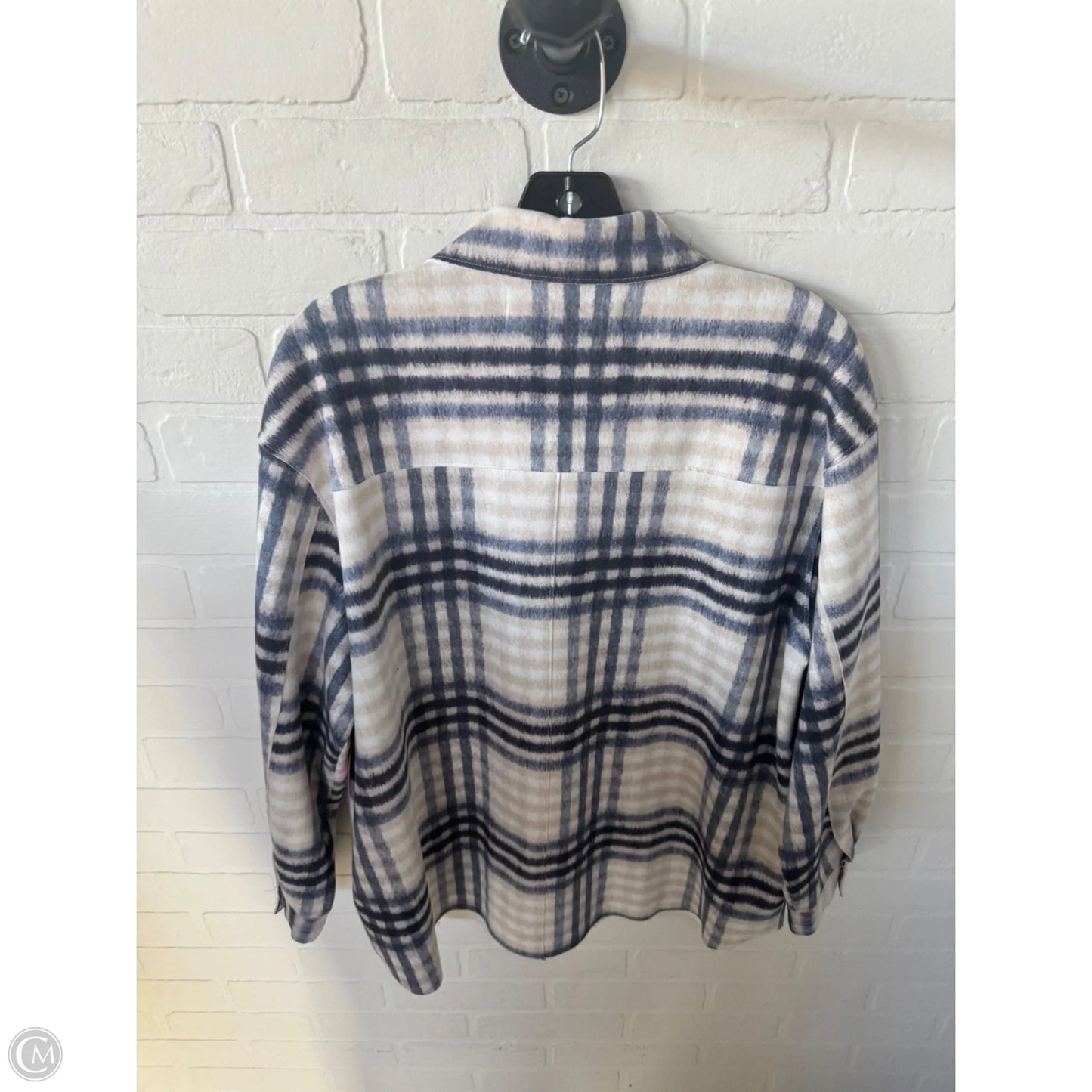 Jacket Shirt By Zara In Blue & Tan, Size: S