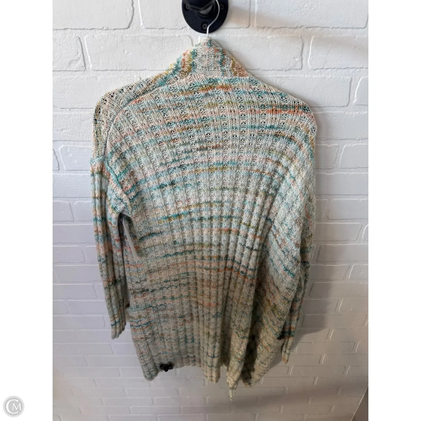 Sweater Cardigan By Anthropologie In Green & Orange, Size: S