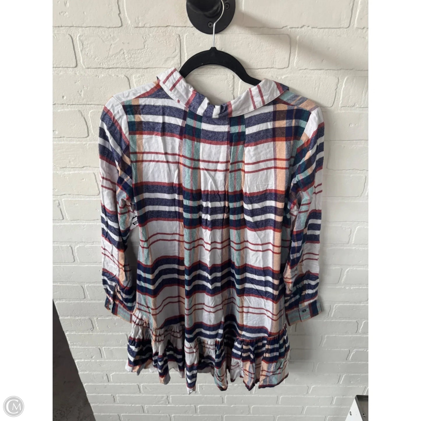 Tunic Long Sleeve By Grace & Lace In Blue & White, Size: M