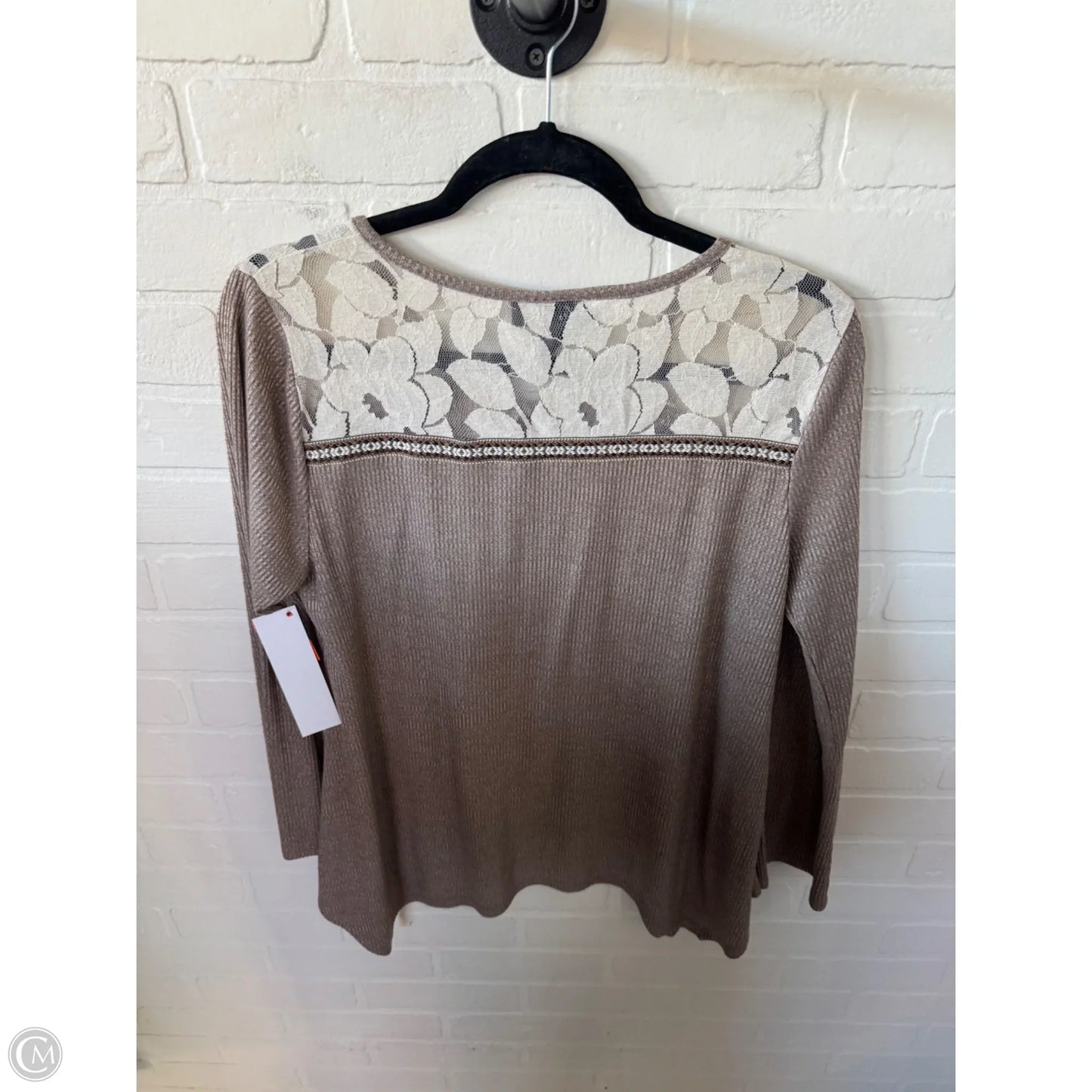 Top Long Sleeve By Style And Company In Brown & Cream, Size: M
