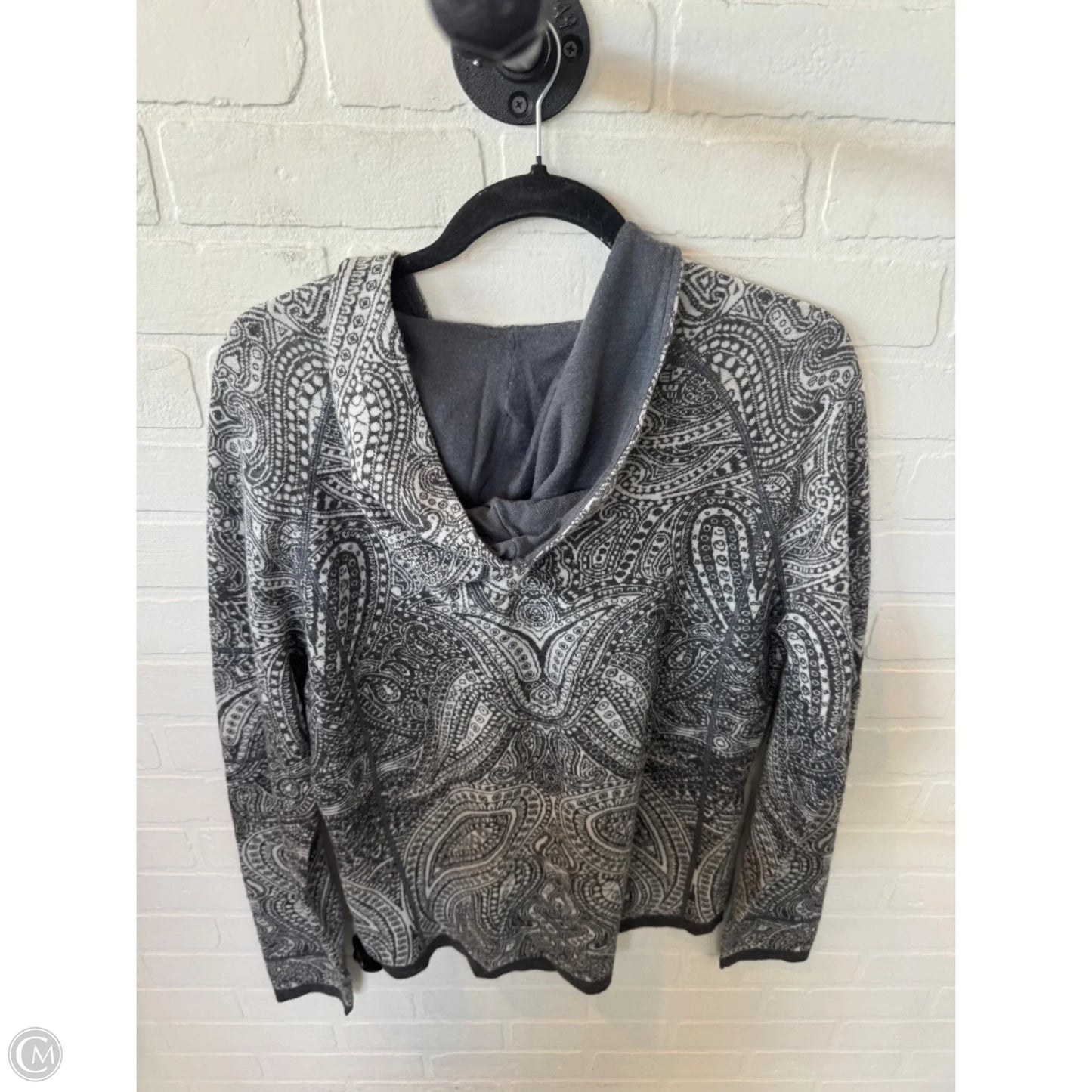 Sweater Cardigan By Title Nine In Grey & White, Size: Xl